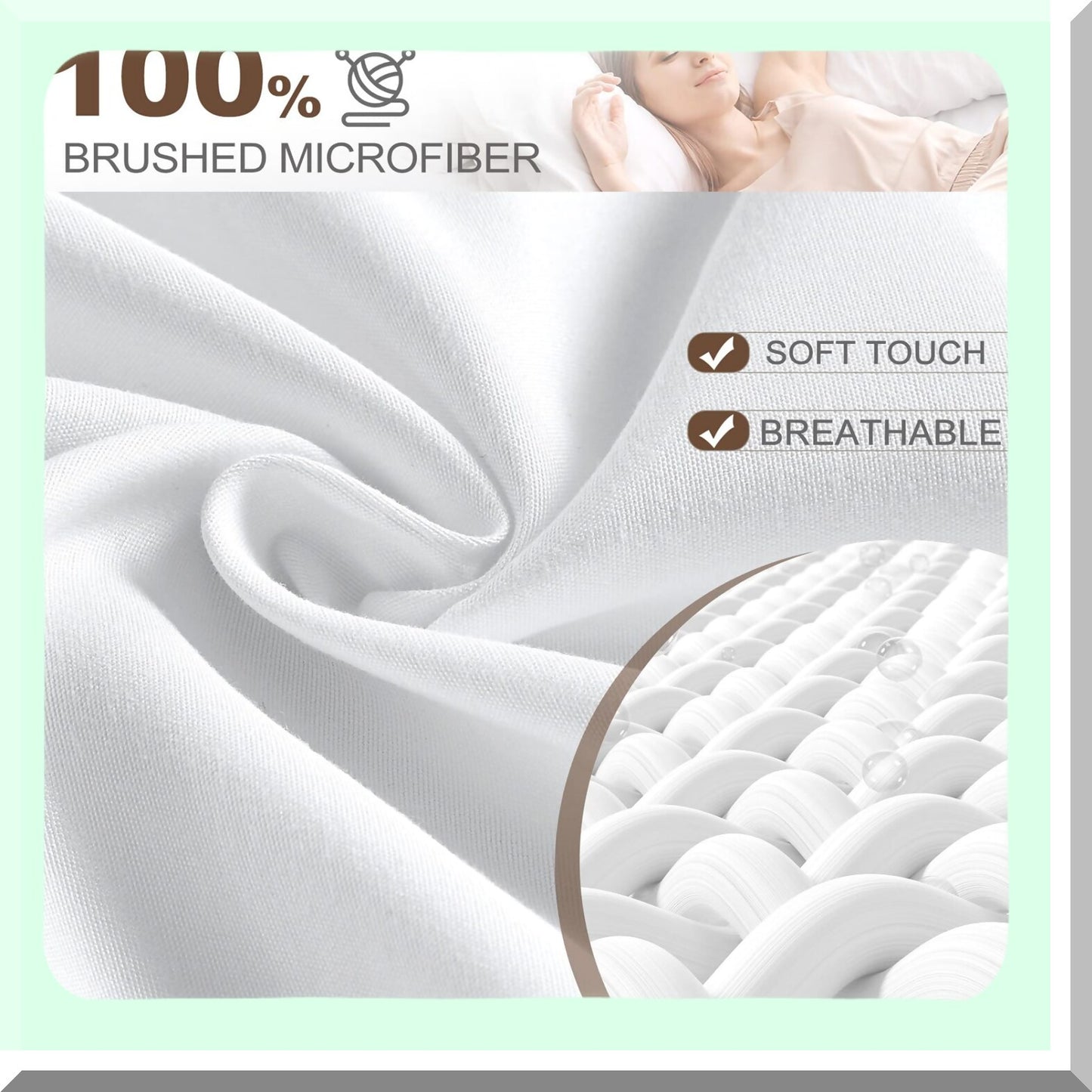 UltraSoft CoolFit Fitted Sheet Set - Hotel Quality 2 Pack Deep Pocket Brushed Microfiber Sheets for Size Bed - Breathable White Bedding
