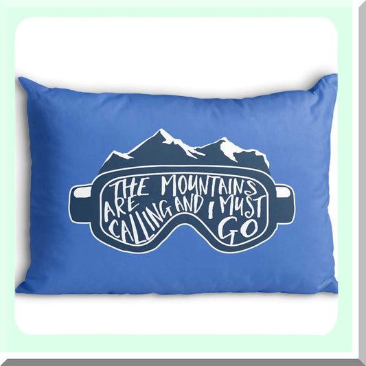 Mountain Vista Snow Goggles Pillowcase - Skiing & Snowboarding Home Decor in Blue. Embrace the call of the mountains with this cozy pillowcase!