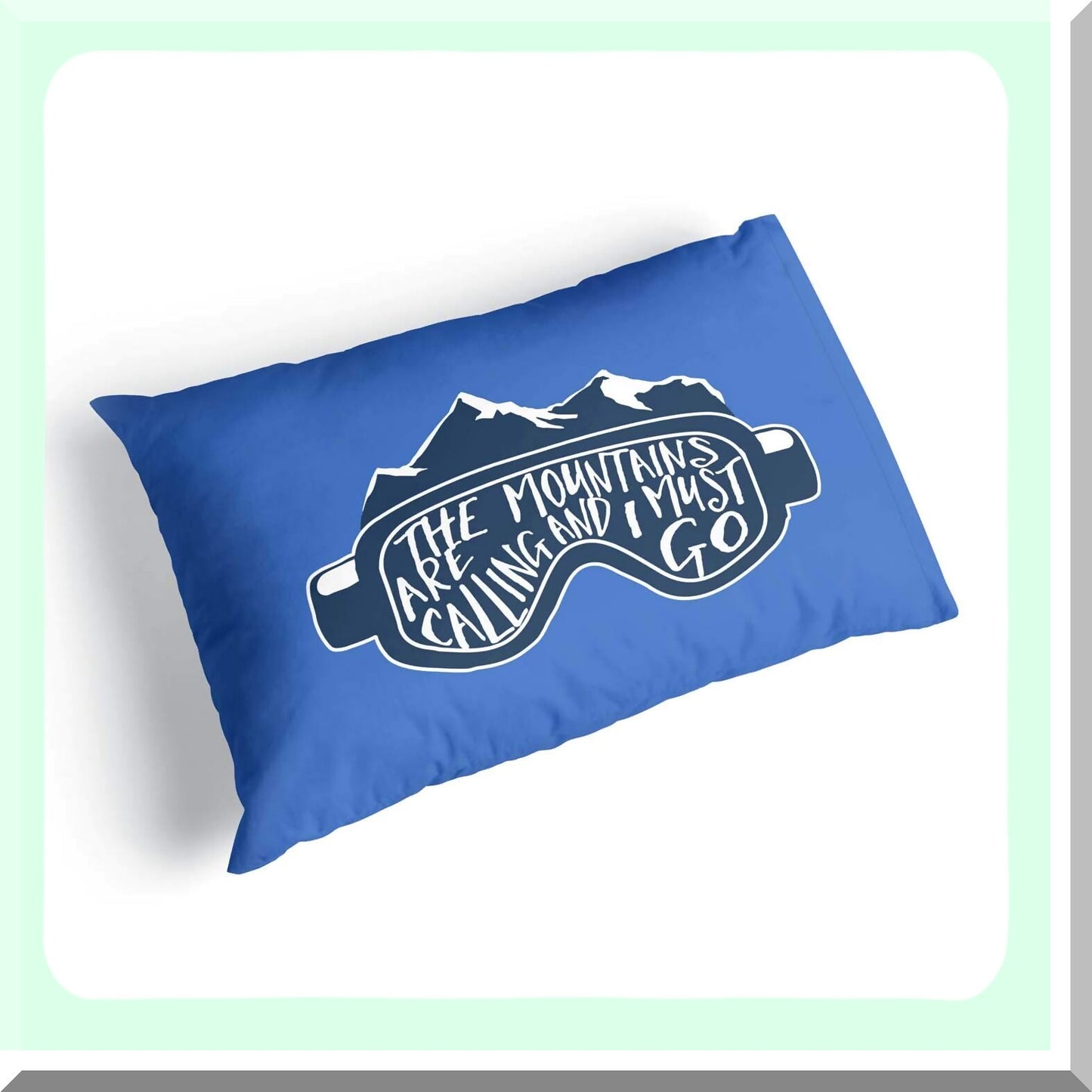 Mountain Vista Snow Goggles Pillowcase - Skiing & Snowboarding Home Decor in Blue. Embrace the call of the mountains with this cozy pillowcase!