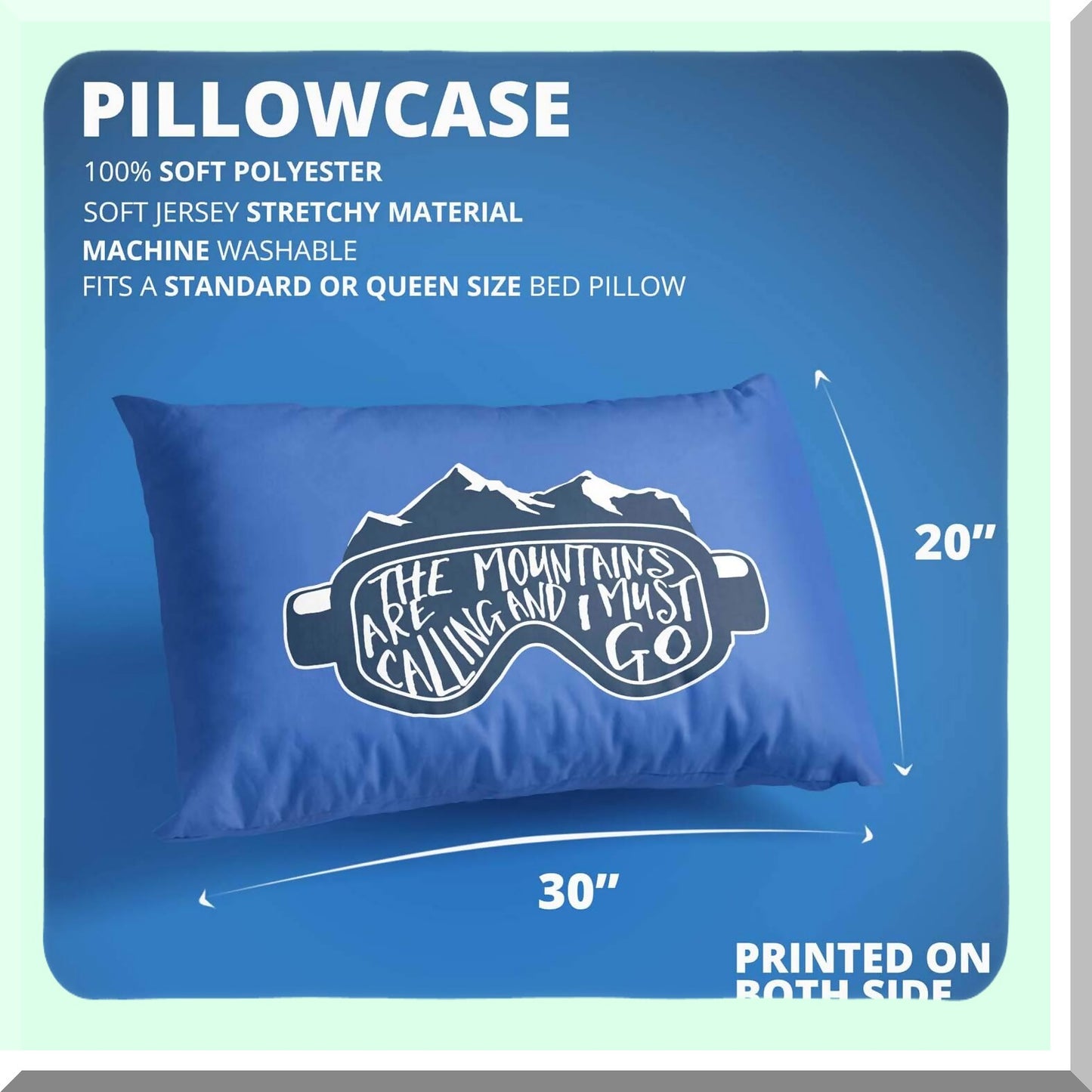 Mountain Vista Snow Goggles Pillowcase - Skiing & Snowboarding Home Decor in Blue. Embrace the call of the mountains with this cozy pillowcase!