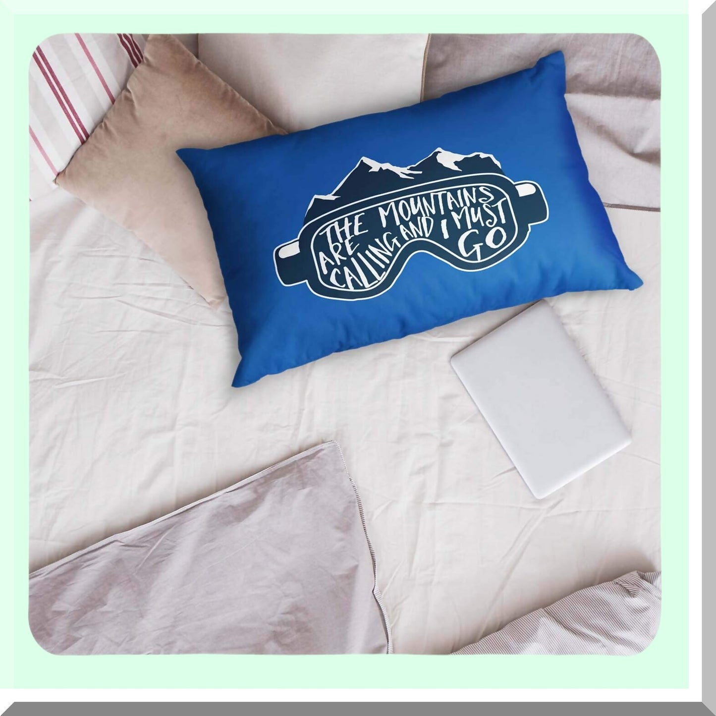 Mountain Vista Snow Goggles Pillowcase - Skiing & Snowboarding Home Decor in Blue. Embrace the call of the mountains with this cozy pillowcase!