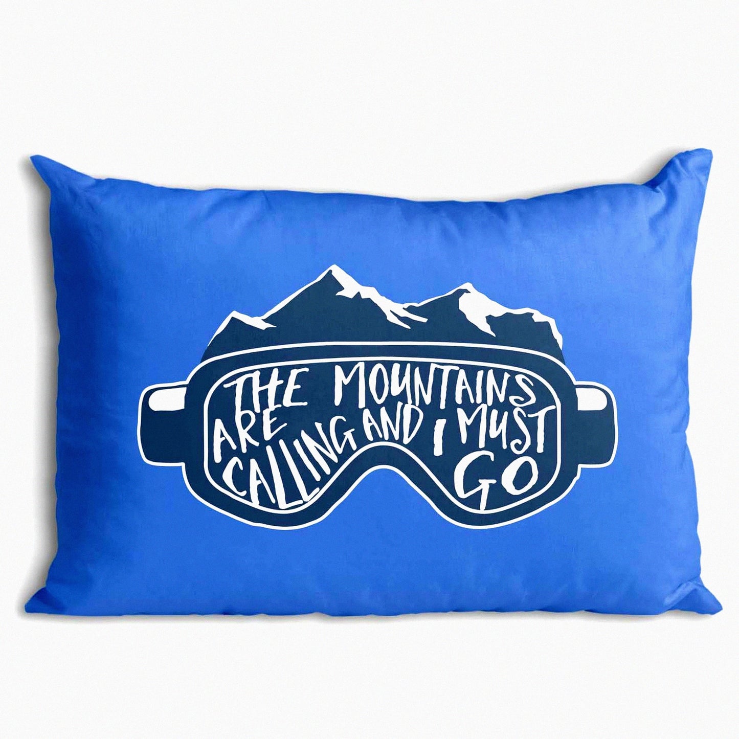 Mountain Vista Snow Goggles Pillowcase - Skiing & Snowboarding Home Decor in Blue. Embrace the call of the mountains with this cozy pillowcase!