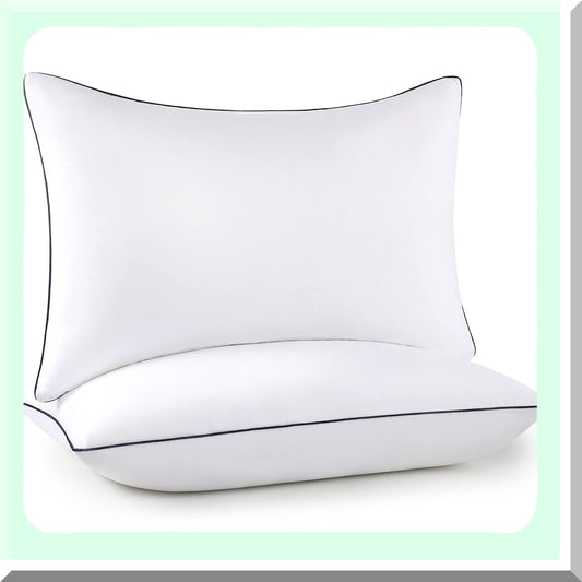 CoolDreams Plush Support Pillows - Queen Size 2 Pack for Side, Back, and Stomach Sleepers. Cooling Technology with Down Alternative Filling for Luxury Softness.