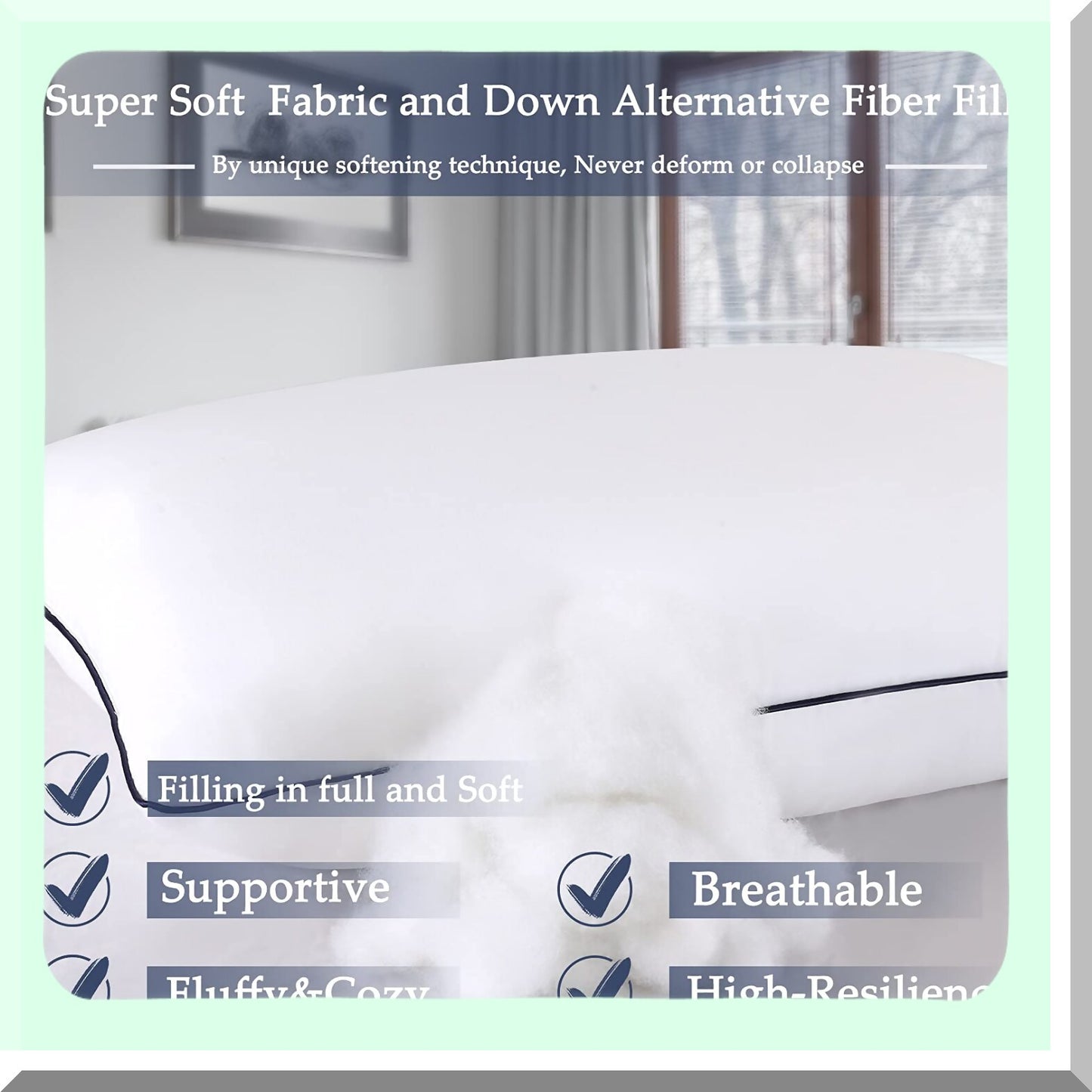 CoolDreams Plush Support Pillows - Queen Size 2 Pack for Side, Back, and Stomach Sleepers. Cooling Technology with Down Alternative Filling for Luxury Softness.