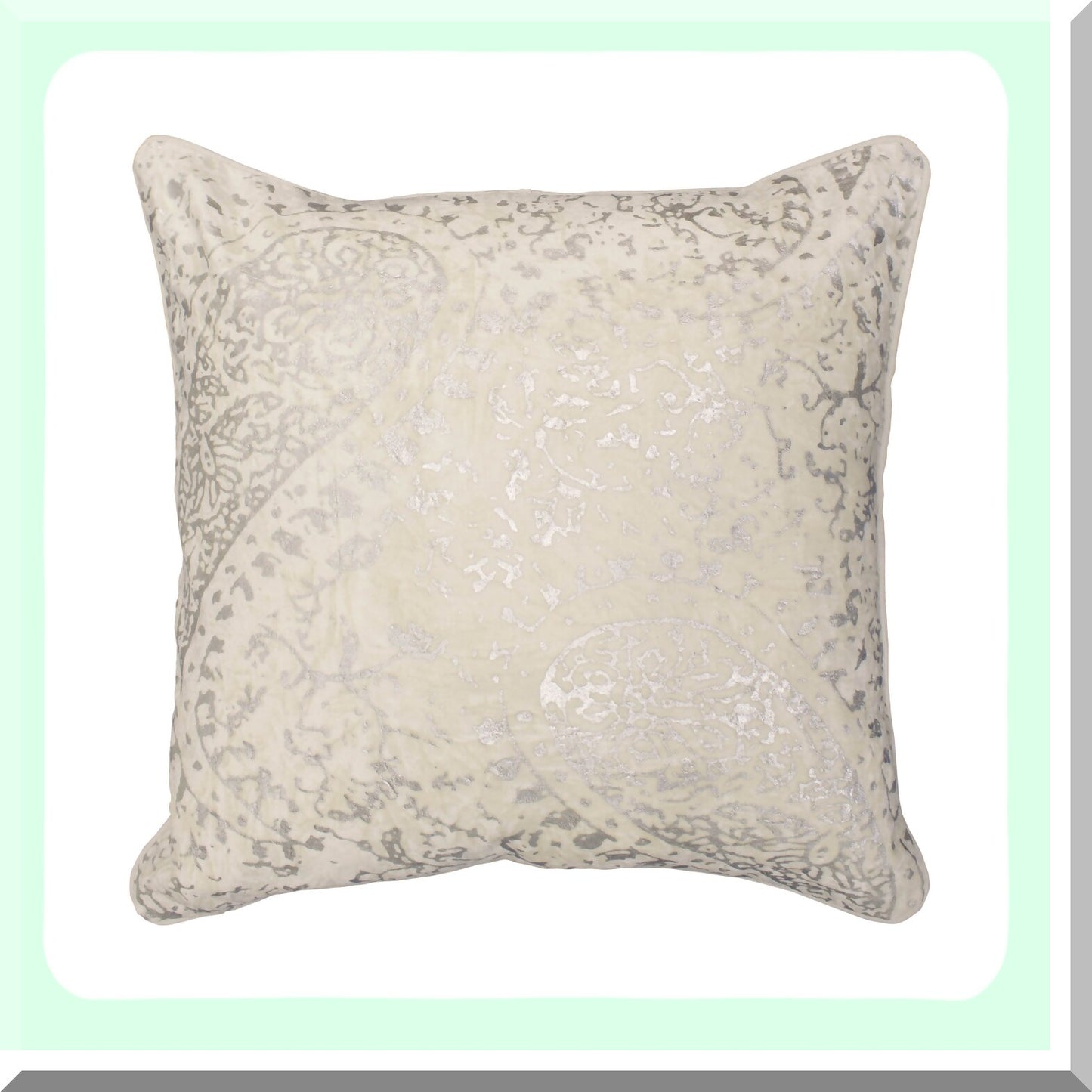 Luxury Ivory Velvet Throw Pillow - Elegant 20x20 Inch Decorative Cushion for Living Room, Bedroom, Sofa - Soft Plush Accent Pillow