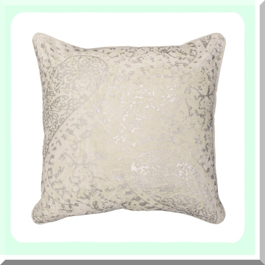 Luxury Ivory Velvet Throw Pillow - Elegant 20x20 Inch Decorative Cushion for Living Room, Bedroom, Sofa - Soft Plush Accent Pillow