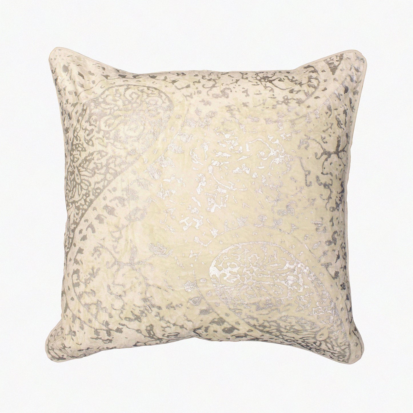 Luxury Ivory Velvet Throw Pillow - Elegant 20x20 Inch Decorative Cushion for Living Room, Bedroom, Sofa - Soft Plush Accent Pillow