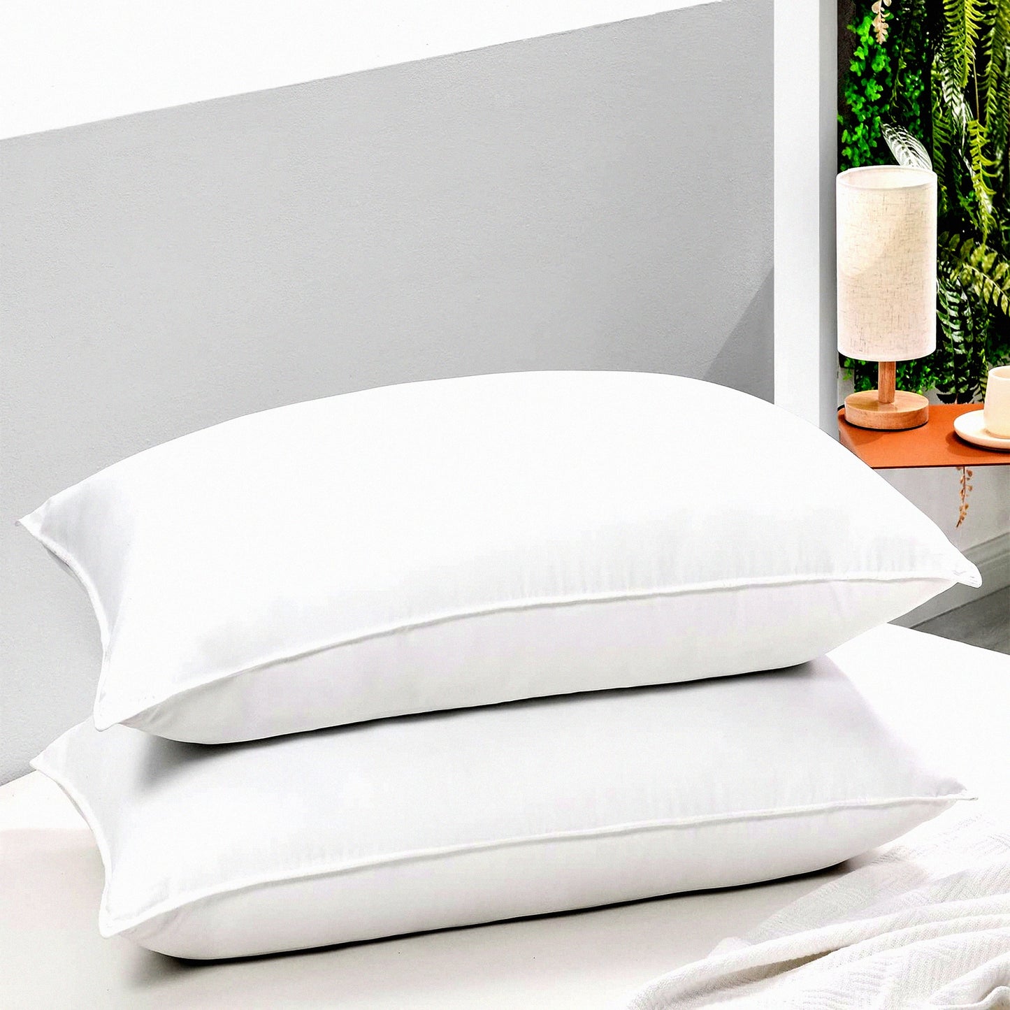 Luxury SleepEase Down Alternative Pillows - Set of 2 Standard Size Hotel Collection Pillows for Sleeping - 20 x 26 Inches - Plush Comfort & Support