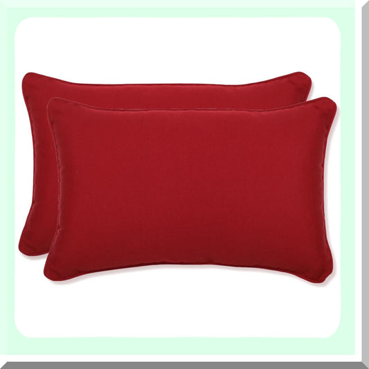 WeatherGuard Lumbar Plush Fill - Set of 2, Fade Resistant Indoor/Outdoor Lumbar Pillow, Red 11.5" x 18.5"