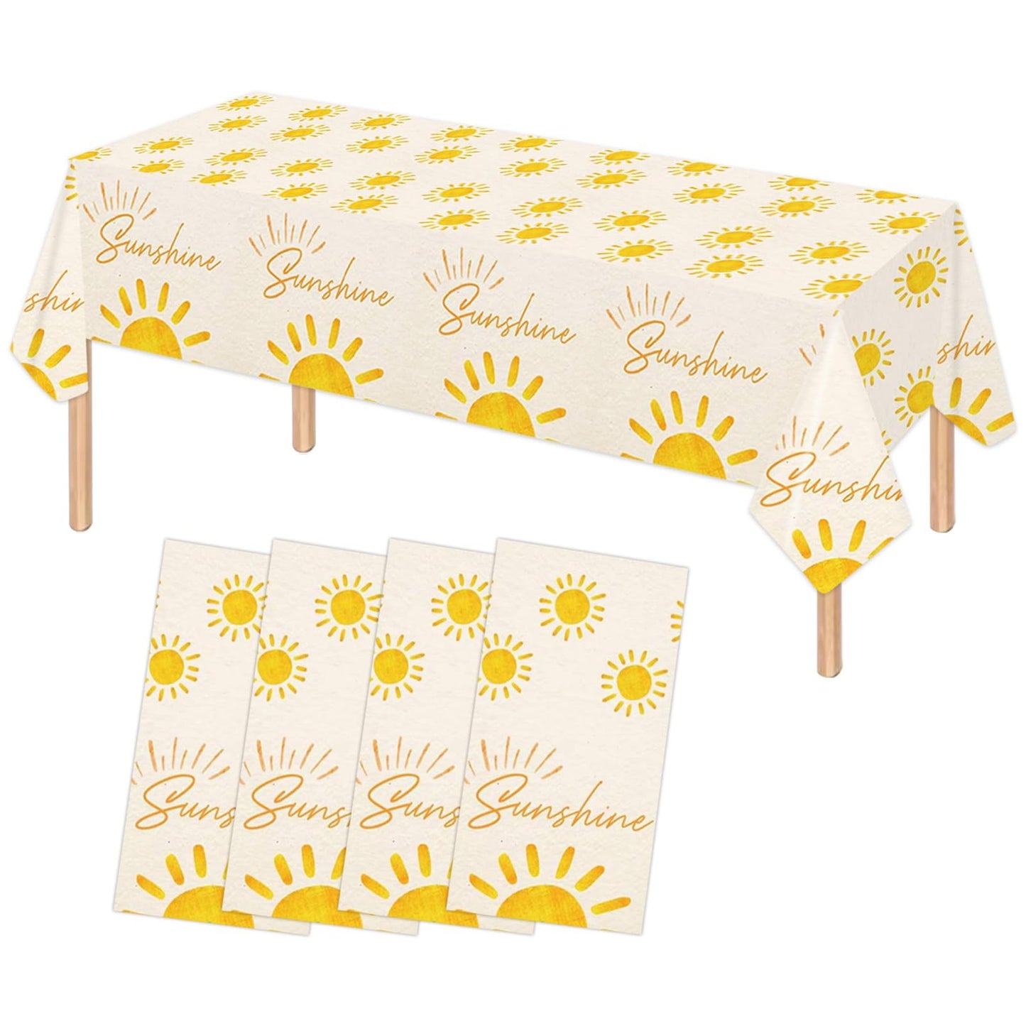 4 Pack Boho Sun Birthday Party Tablecloths for Events