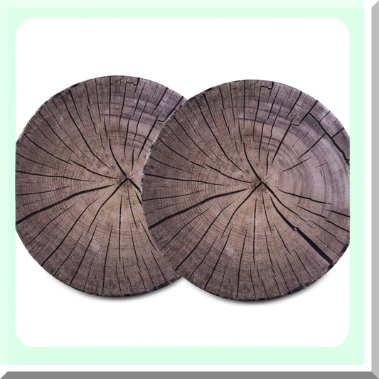 Forest Fun 3D Round Throw Pillow Set - Kids Wood Log Decor Seat Cushion - Dark Gray Stump Design - Comfortable Sofa, Bedroom, Living Room Decor - 2 Pack