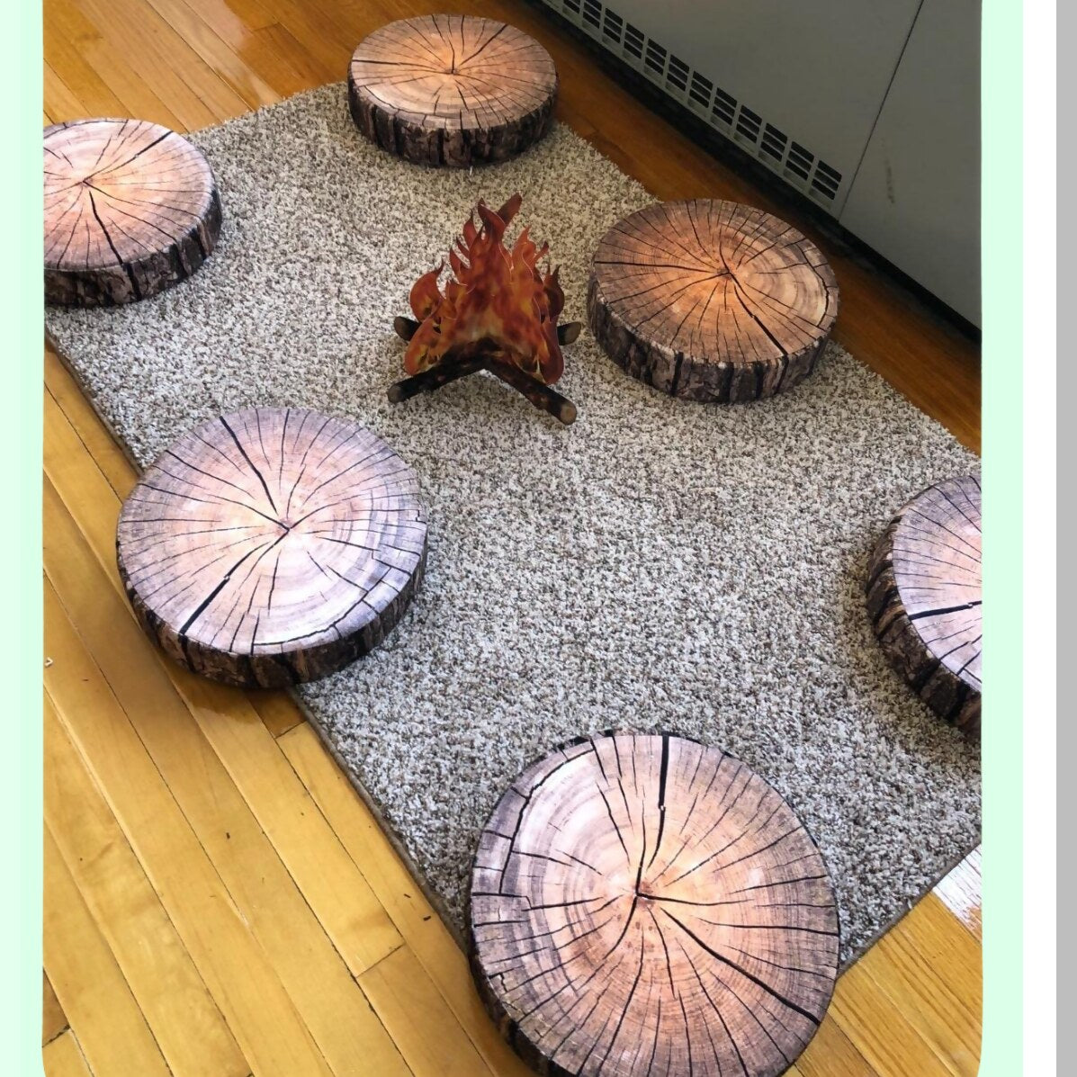 Forest Fun 3D Round Throw Pillow Set - Kids Wood Log Decor Seat Cushion - Dark Gray Stump Design - Comfortable Sofa, Bedroom, Living Room Decor - 2 Pack