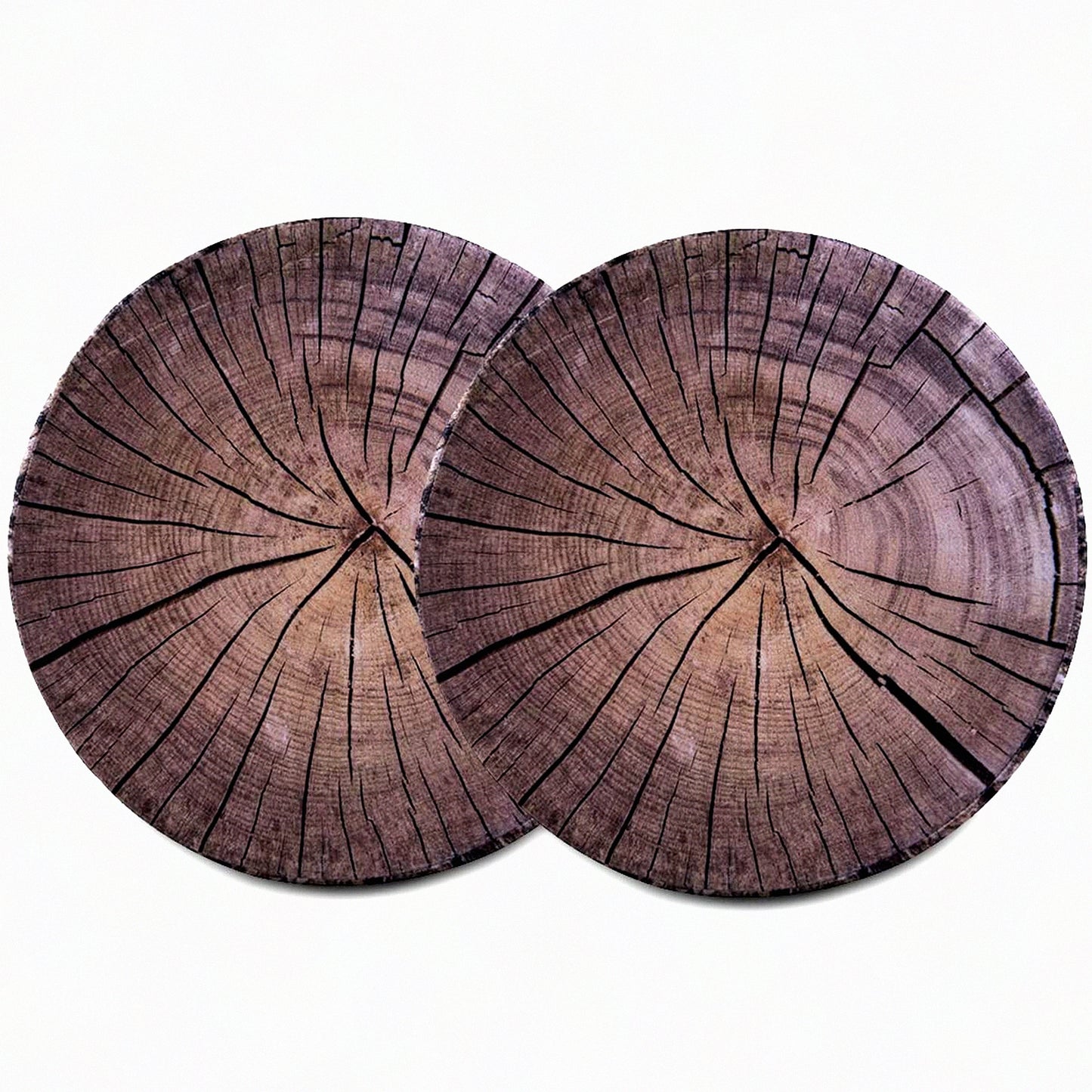 Forest Fun 3D Round Throw Pillow Set - Kids Wood Log Decor Seat Cushion - Dark Gray Stump Design - Comfortable Sofa, Bedroom, Living Room Decor - 2 Pack