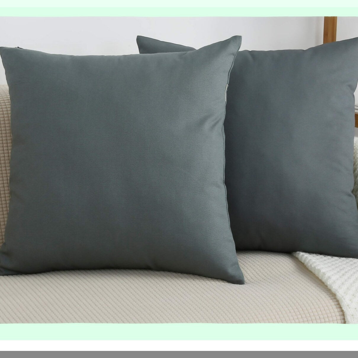 Canvas Chic Pillow Covers - Set of 2 Decorative Solid 100% Cotton Cushion Covers in Steel Grey - 18"x18" Size - 45 Color Options Available