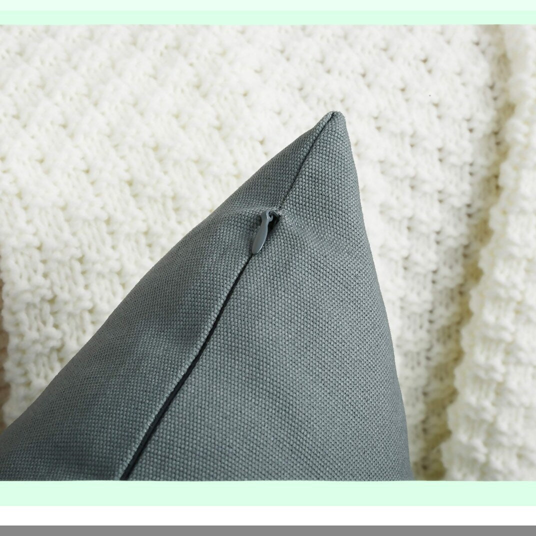 Canvas Chic Pillow Covers - Set of 2 Decorative Solid 100% Cotton Cushion Covers in Steel Grey - 18"x18" Size - 45 Color Options Available