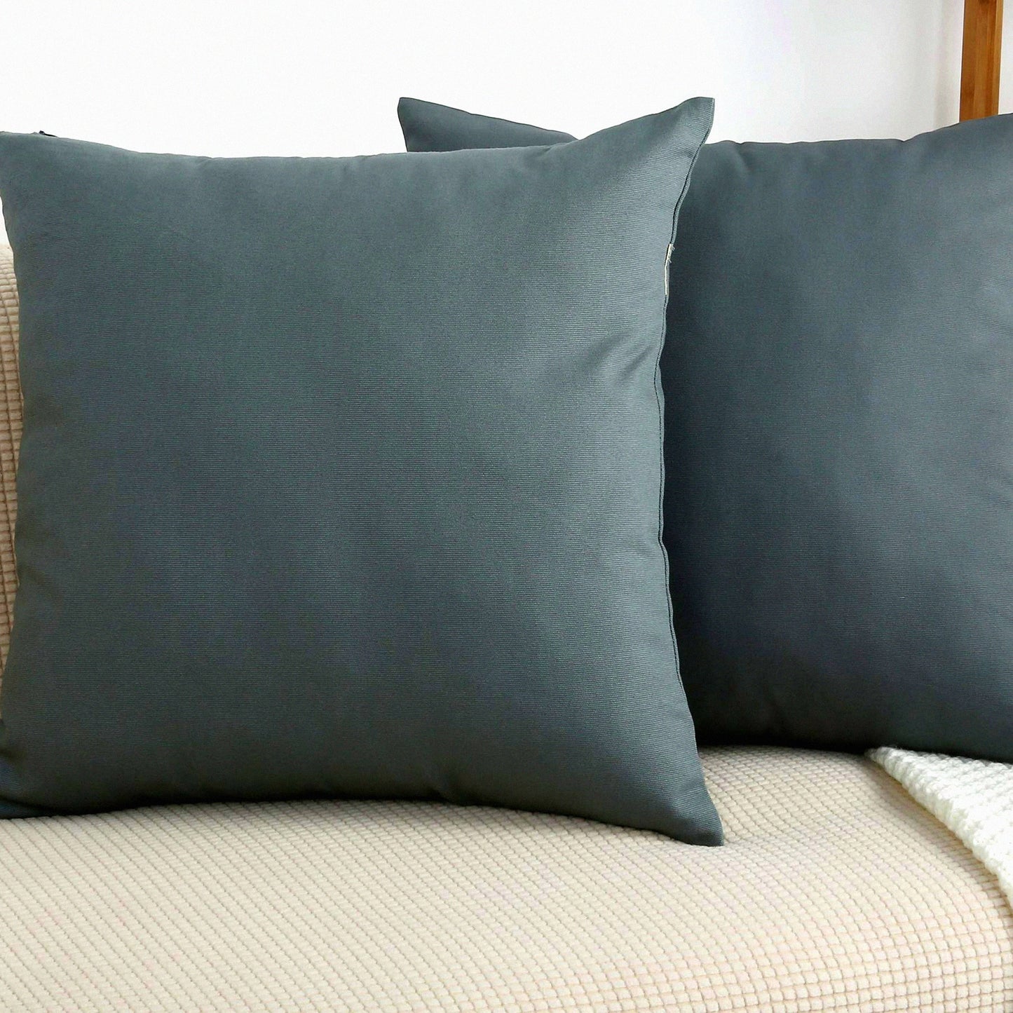 Canvas Chic Pillow Covers - Set of 2 Decorative Solid 100% Cotton Cushion Covers in Steel Grey - 18"x18" Size - 45 Color Options Available