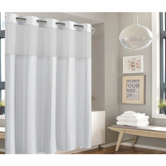 Waffle Stripe 71"x74" Shower Curtain in Bright White