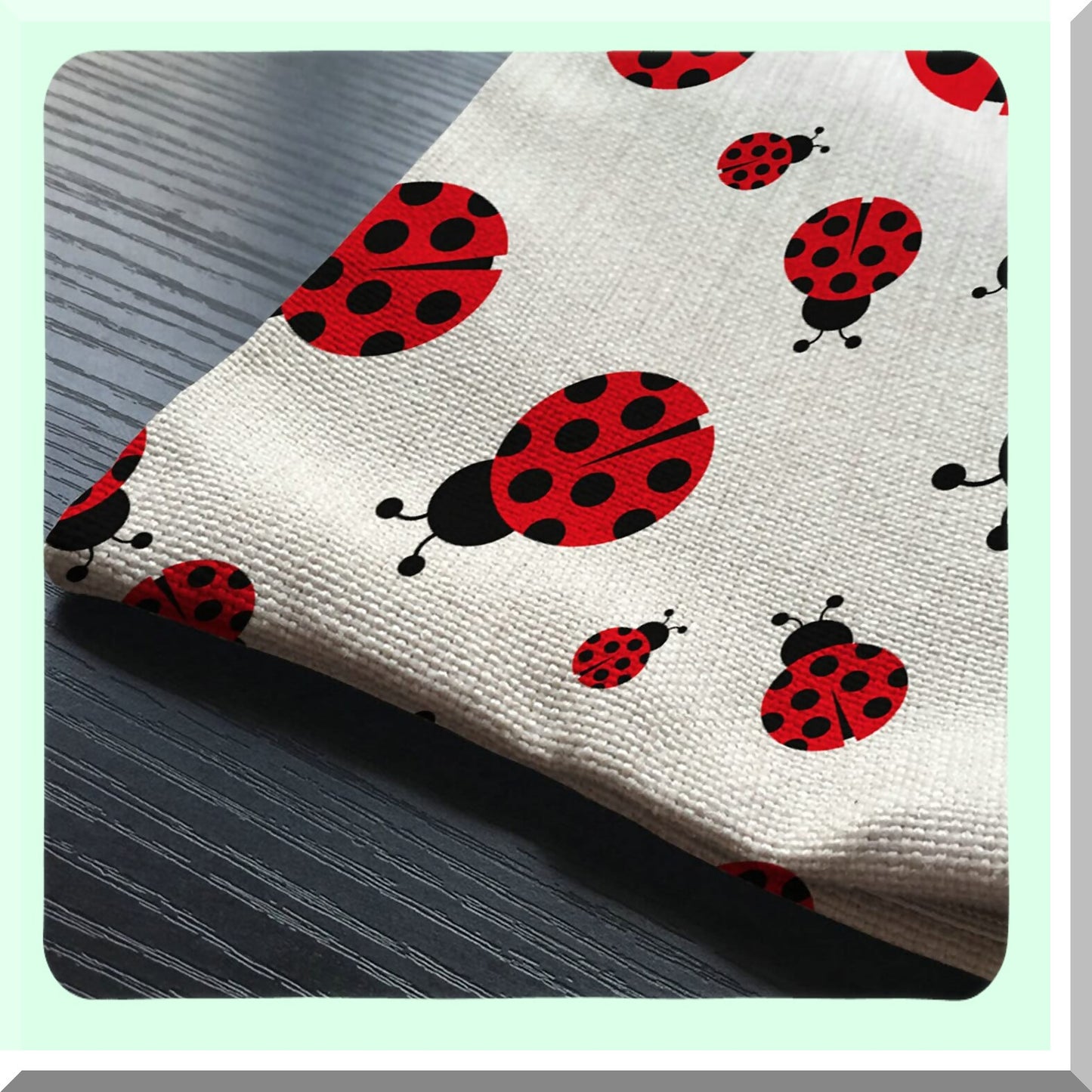 Ladybug Cotton Linen Lumbar Pillow Case - Home Office Decorative Throw Cushion Cover - Rectangle 12 X 20 Inches - Ladybird Theme