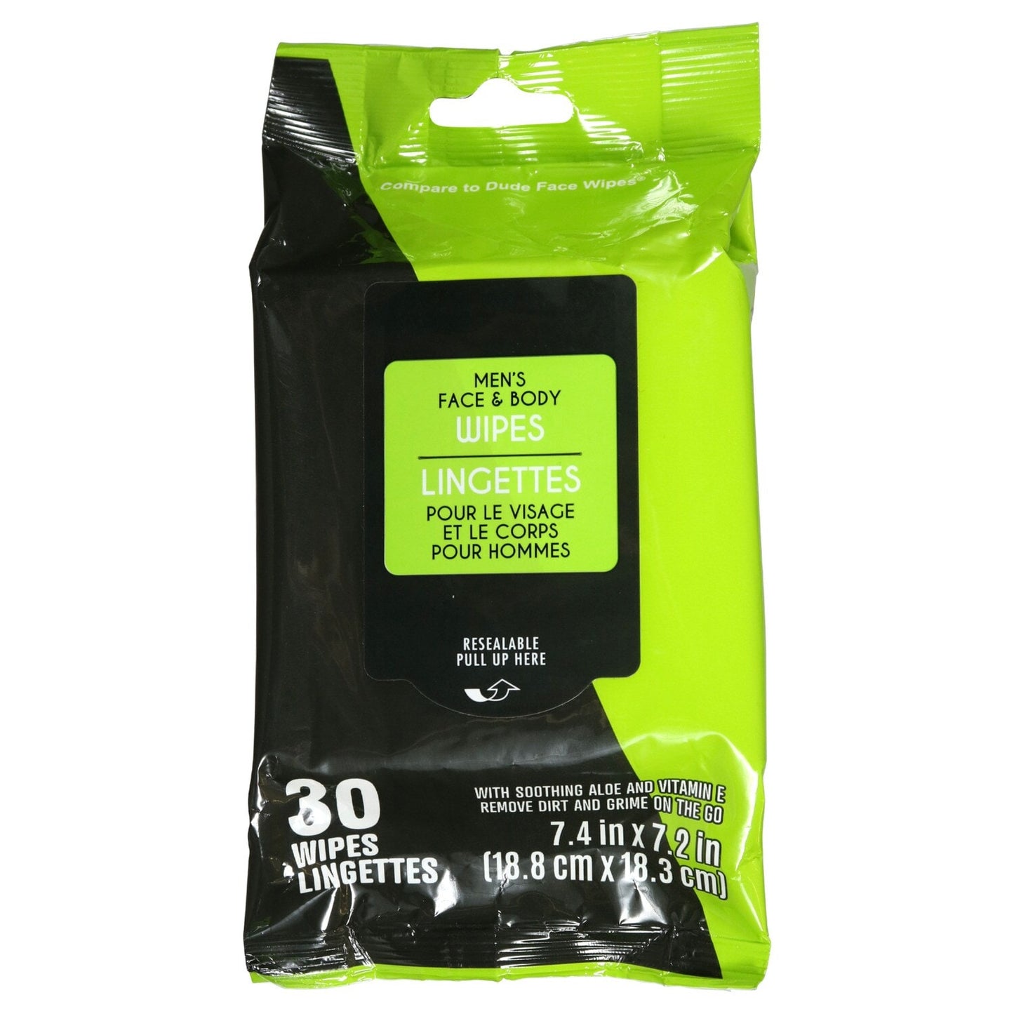 Men's Face and Body Wipes with Aloe, 30-ct. Packs (Pack of 24)