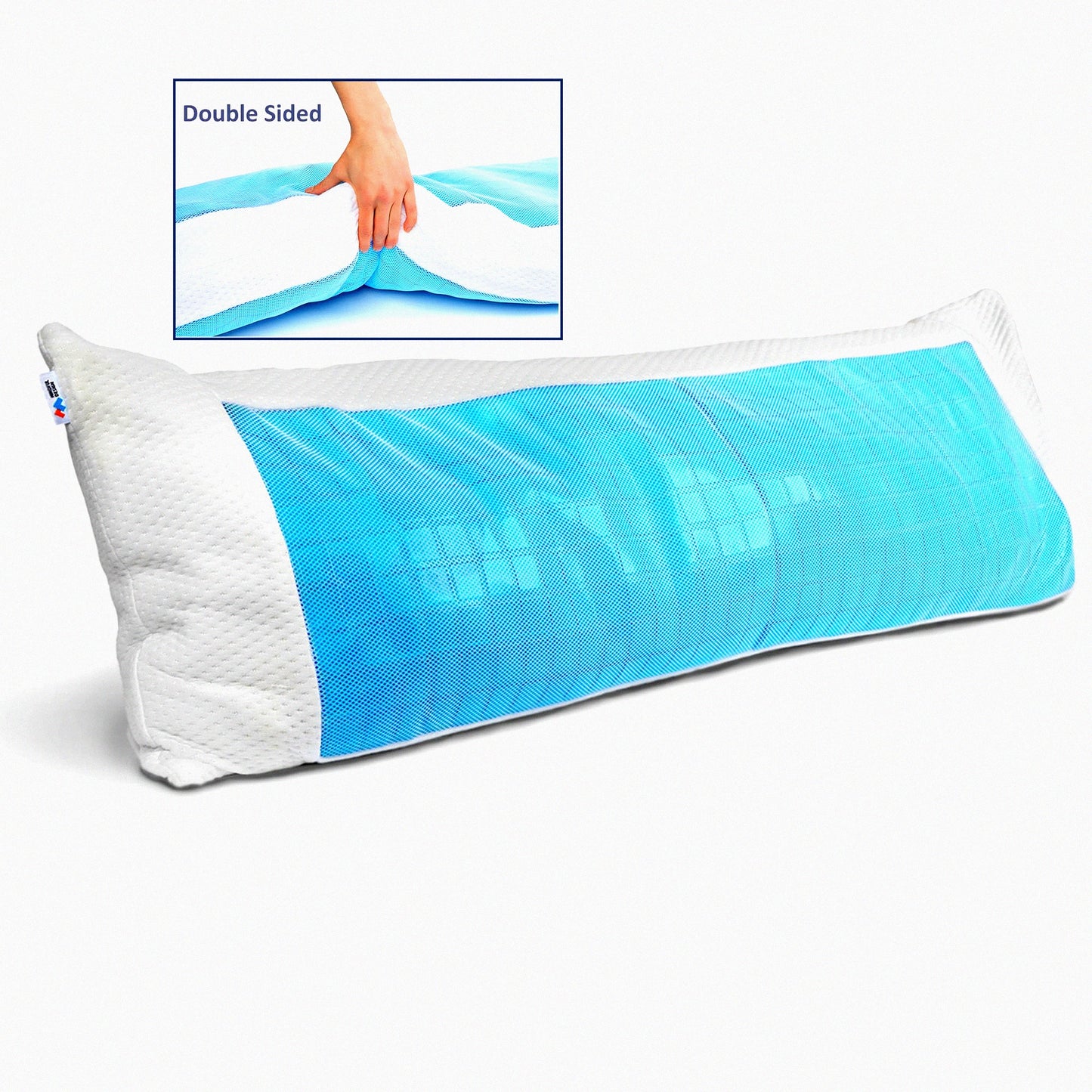 CoolGel Support Body Pillow - Extra Firm Cooling Memory Foam Pillow for Stomach and Side Sleepers - Full Shredded Memory Foam for Comfort