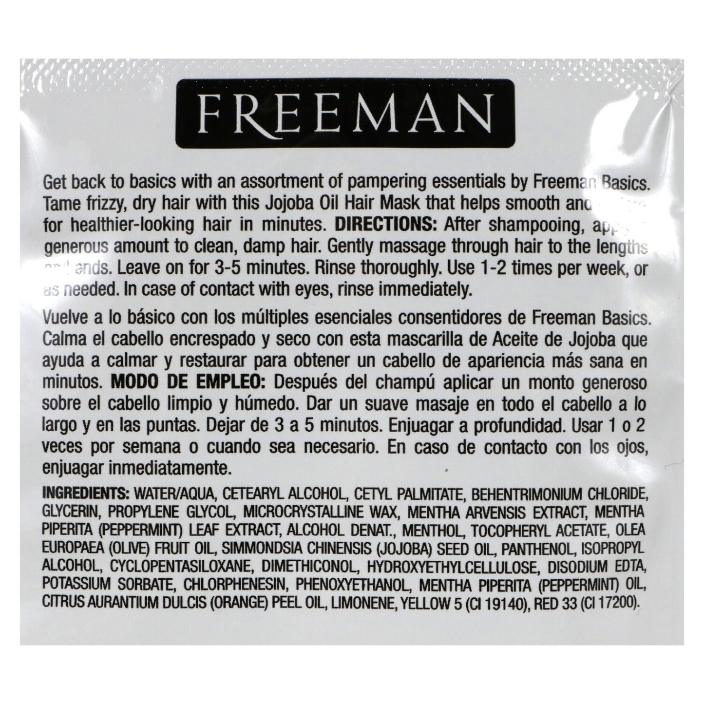 Freeman Smoothing Jojoba Oil Hair Masks, 0.67 oz. Packs (Pack of 24)