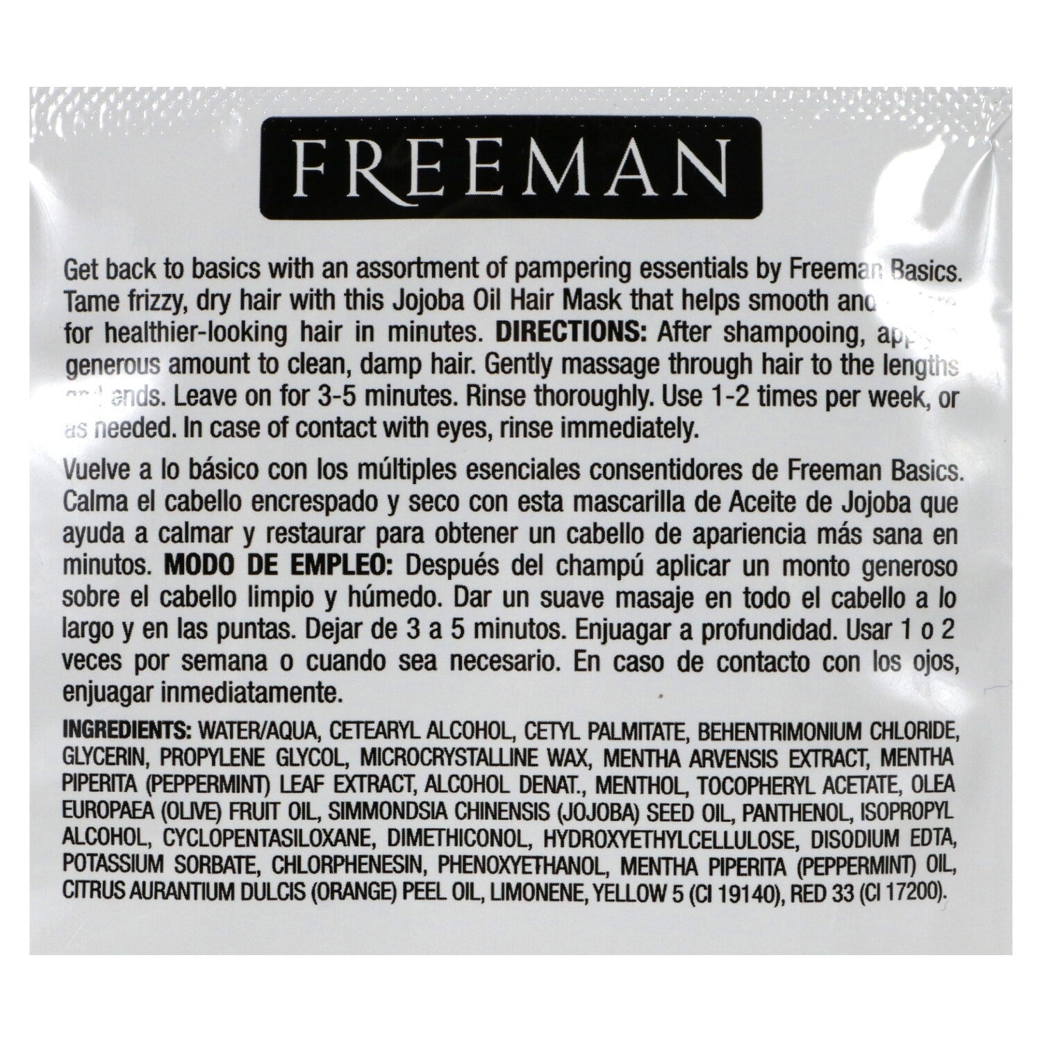 Freeman Smoothing Jojoba Oil Hair Masks, 0.67 oz. Packs (Pack of 24)