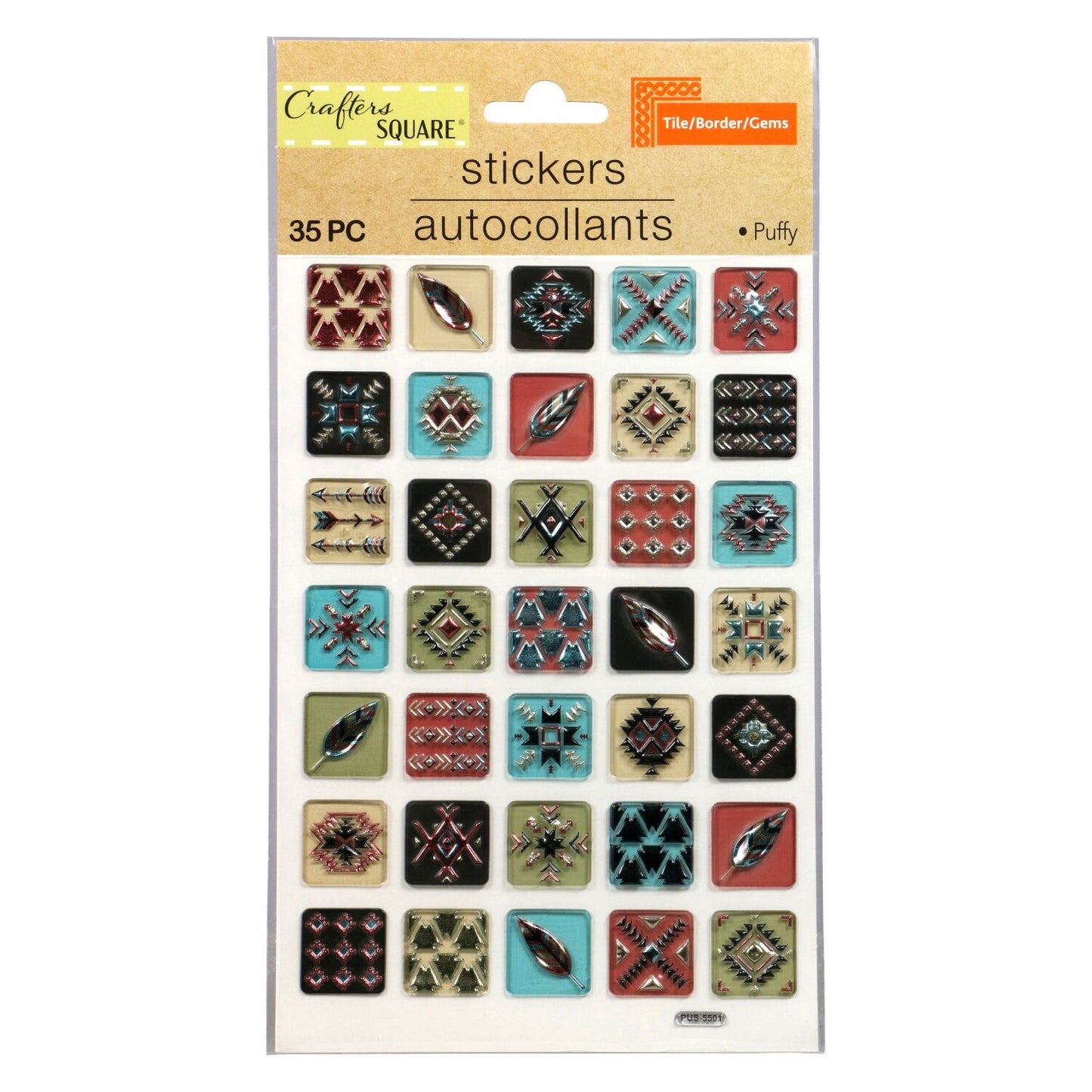 Crafter's Square Metallic 3D Tile Stickers (Pack of 36)