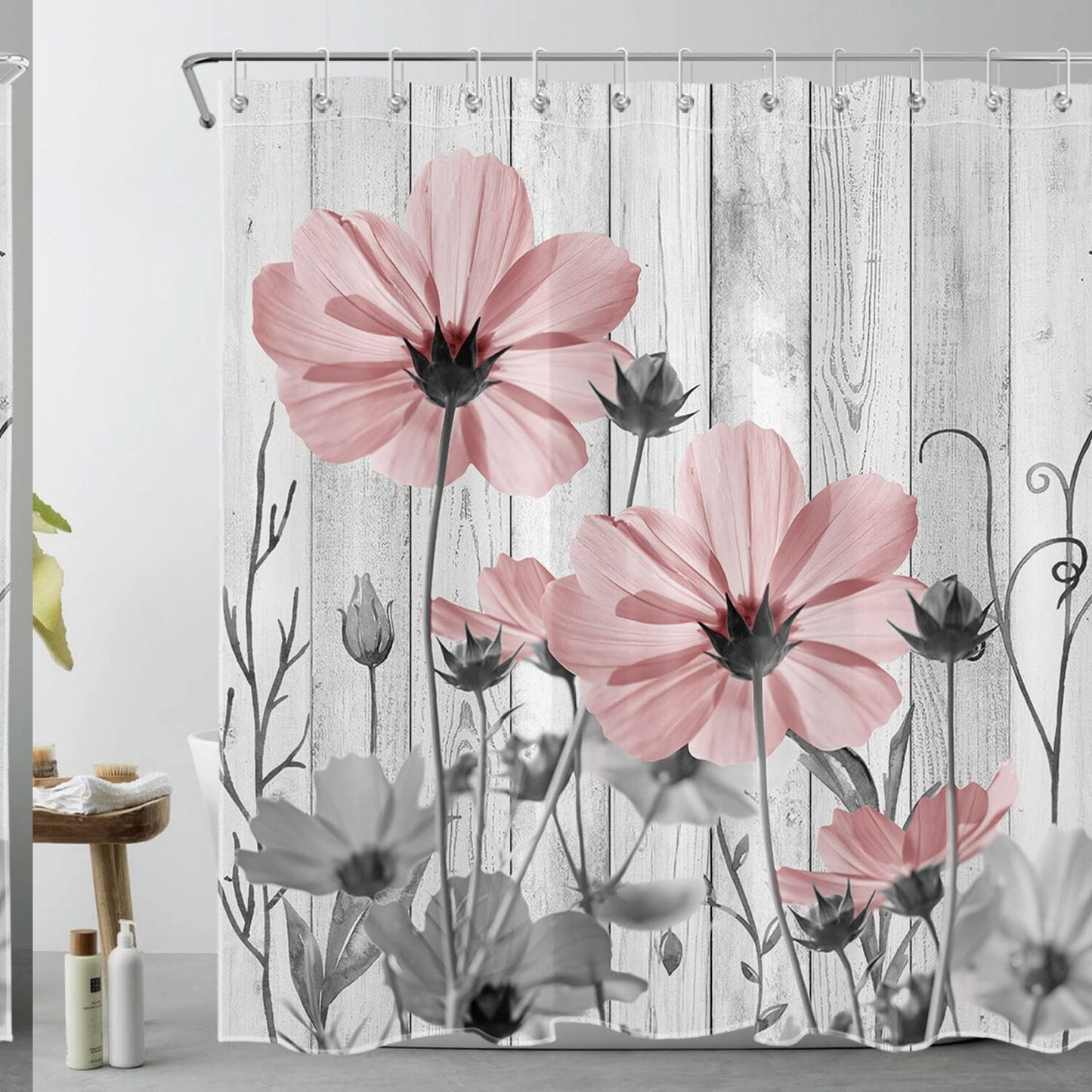 Vintage Floral Pink Shower Curtain 72x72 inch