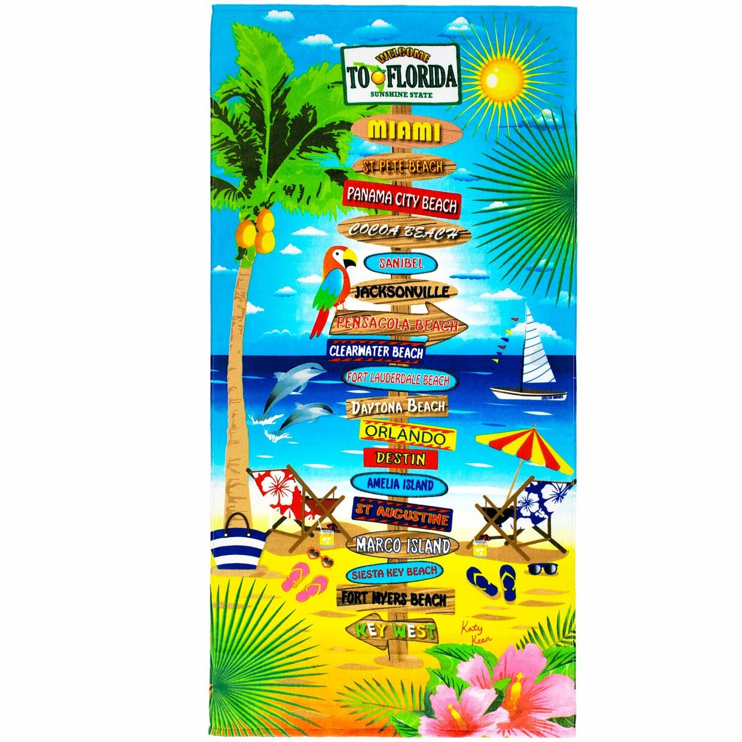 Florida Beach Towel 30 x 60 inch 100% Cotton