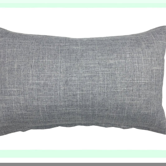 Grey Linen Rectangle Pillowcase - Decorative Cushion Cover for Couch Sofa Bed - Solid Color Oblong Throw Pillow Case - 12 x 20 Inches
