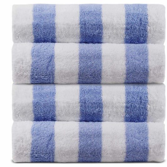 Set of 4 Light Blue Pool Beach Towels 30x60 Inches