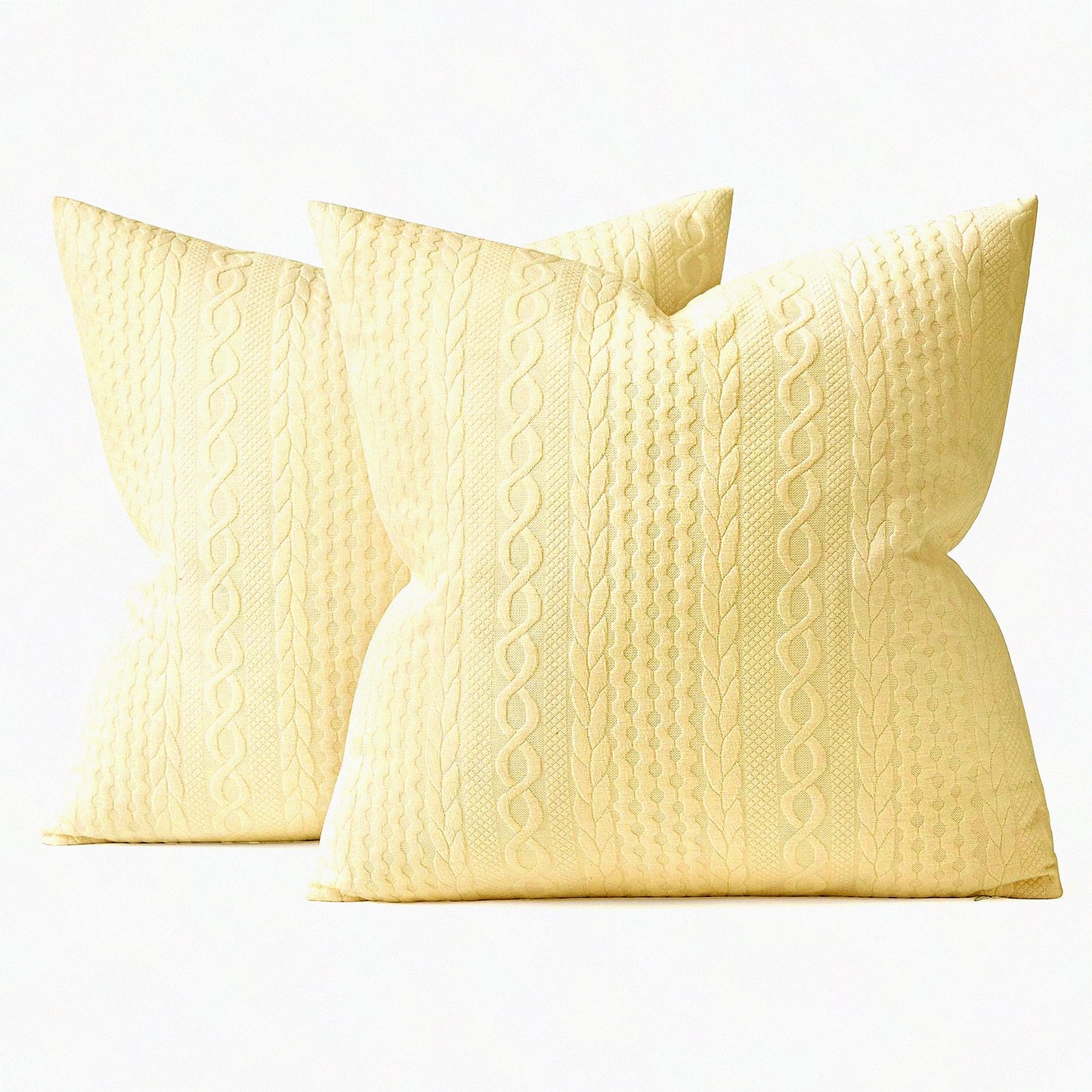 Yellow Bliss Embossed Pillow Covers - Set of 2 | 20x20 Modern Farmhouse Cushion Covers | Soft Decorative Sofa Bed Pillows | Living Room Decor