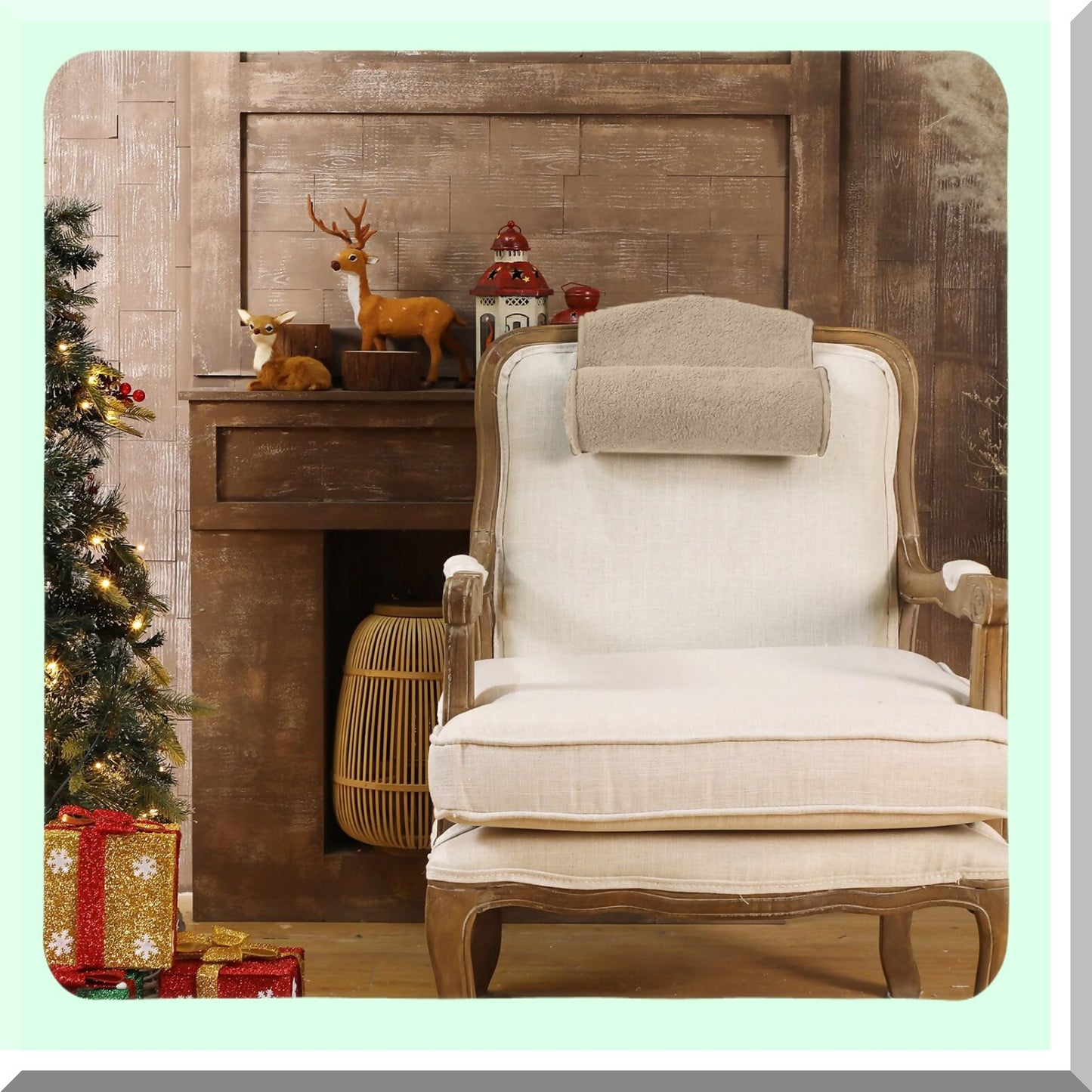 AdjustaPlush Neck Support Pillow - Cozy Fleece Roll for Recliner, Sofa, Armchair. Non-Slip, Adjustable, Light Camel. Perfect for Travel & Home Use.