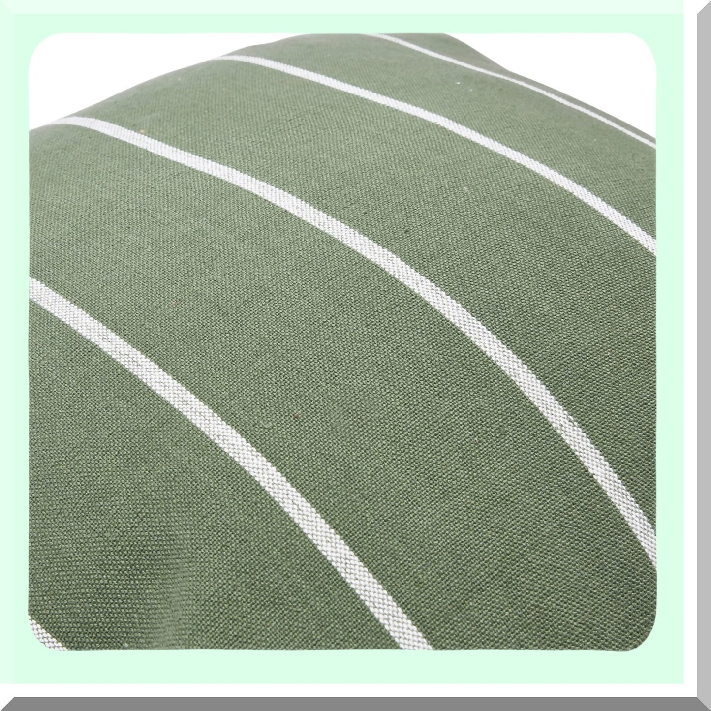 Green Stripe Cotton Square Pillow Cover - Interwoven Decorative Cushion Case 20x20 Inch