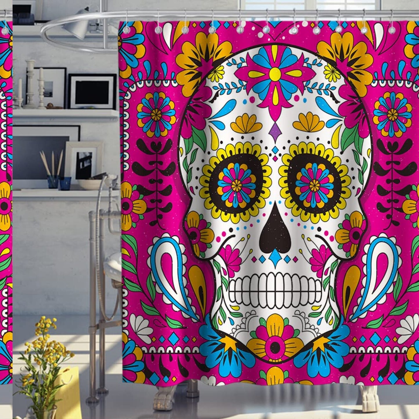 Sugar Skull Day of The Dead Shower Curtain 72x72 inches