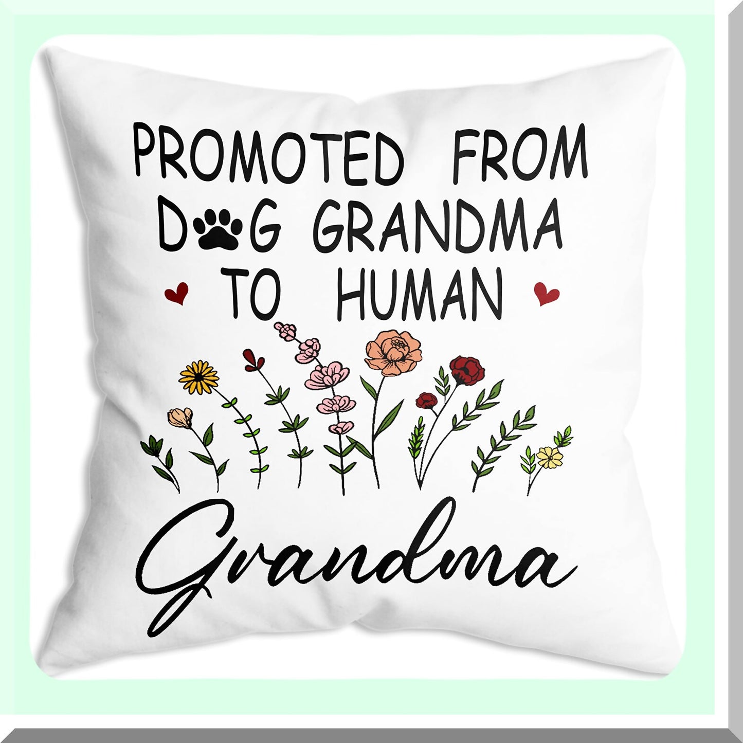 Grandma's Joyful Blessing Throw Pillow Covers - 18x18 Inch Baby Reveal Gift for Future Grandma - Mothers Day Pregnancy Announcement Gift