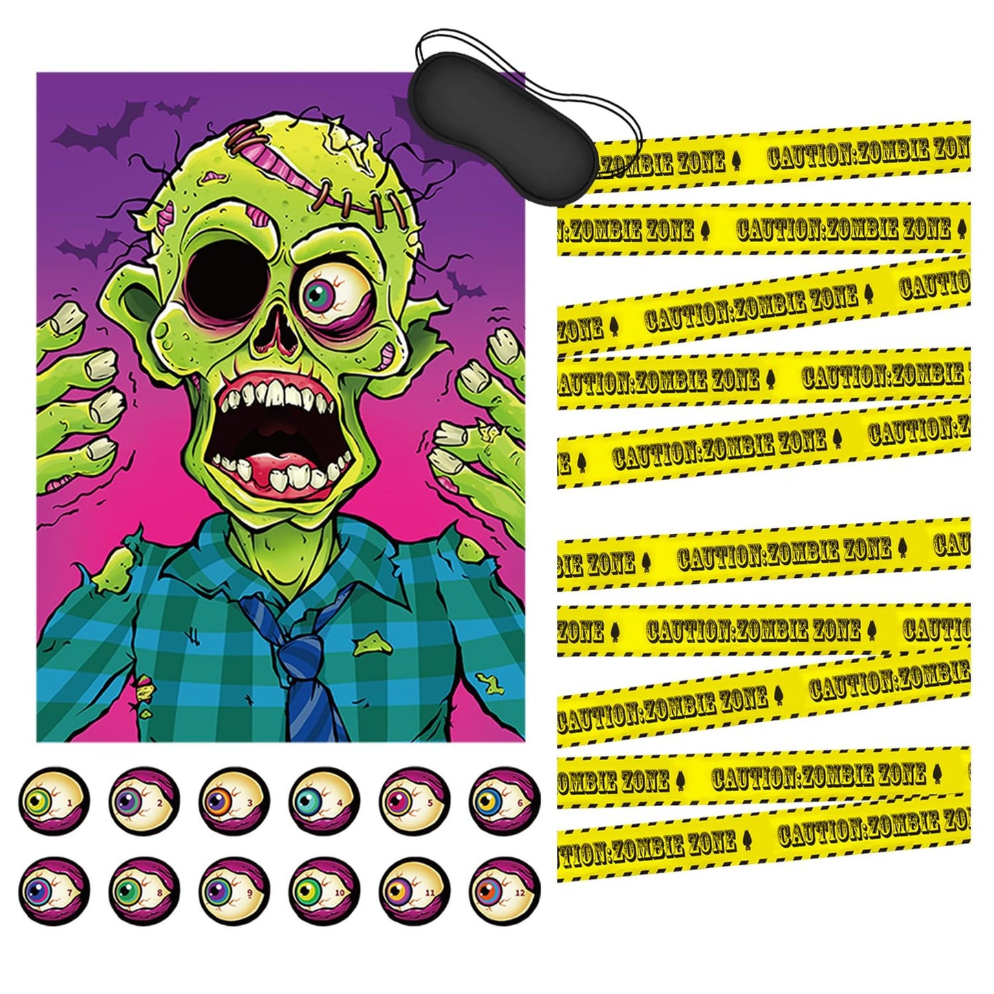 Zombie Party Pin the Ball and Caution Tape Set