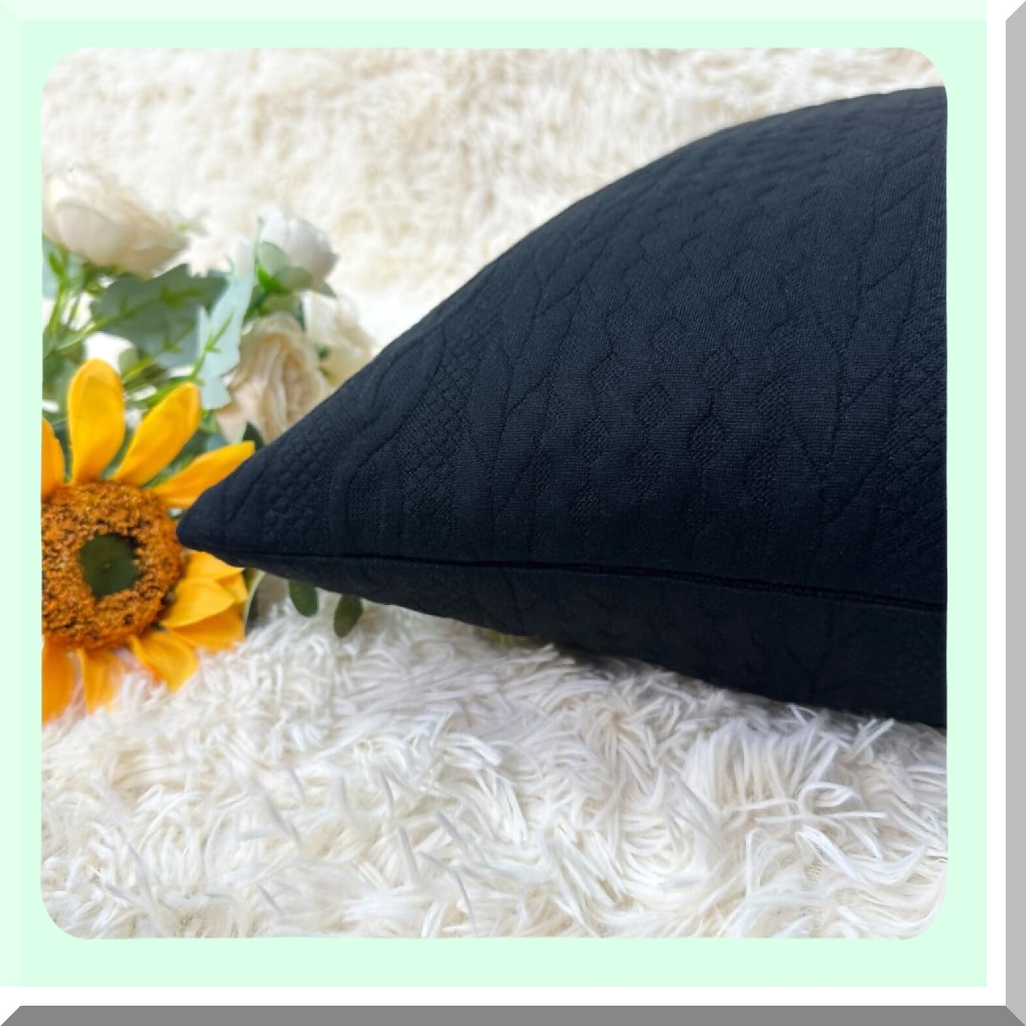 Embossed Black Pillow Covers - Set of 2 | Modern Decorative Cushion Cases for Sofa Bed Chair | Soft Stretchy Fabric | 18x18 inch Square Pillows
