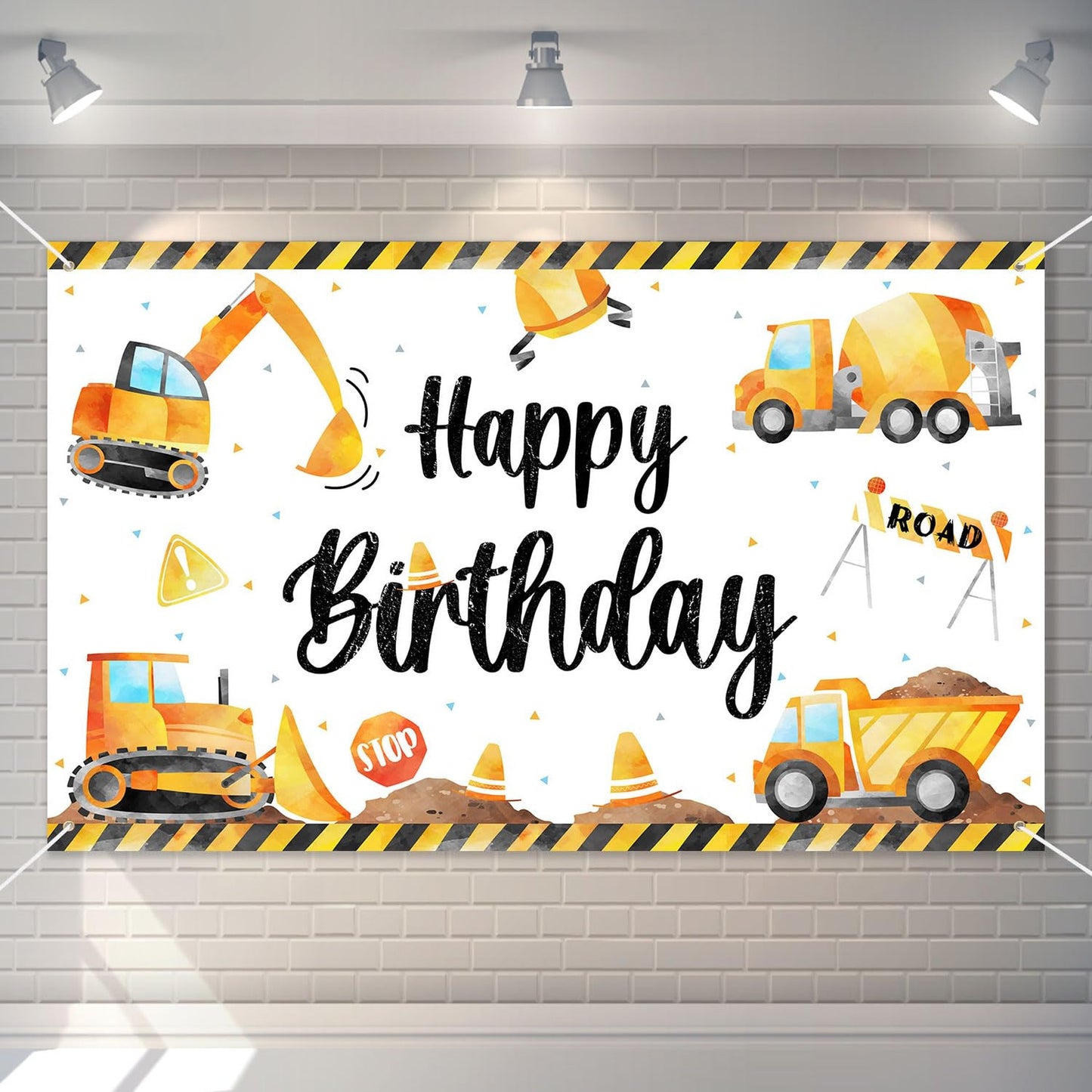 Construction Zone Party Banner - Large 3x5Ft Backdrop for Boys Birthday Decorations - Yellow Construction Theme Supplies for Kids Party