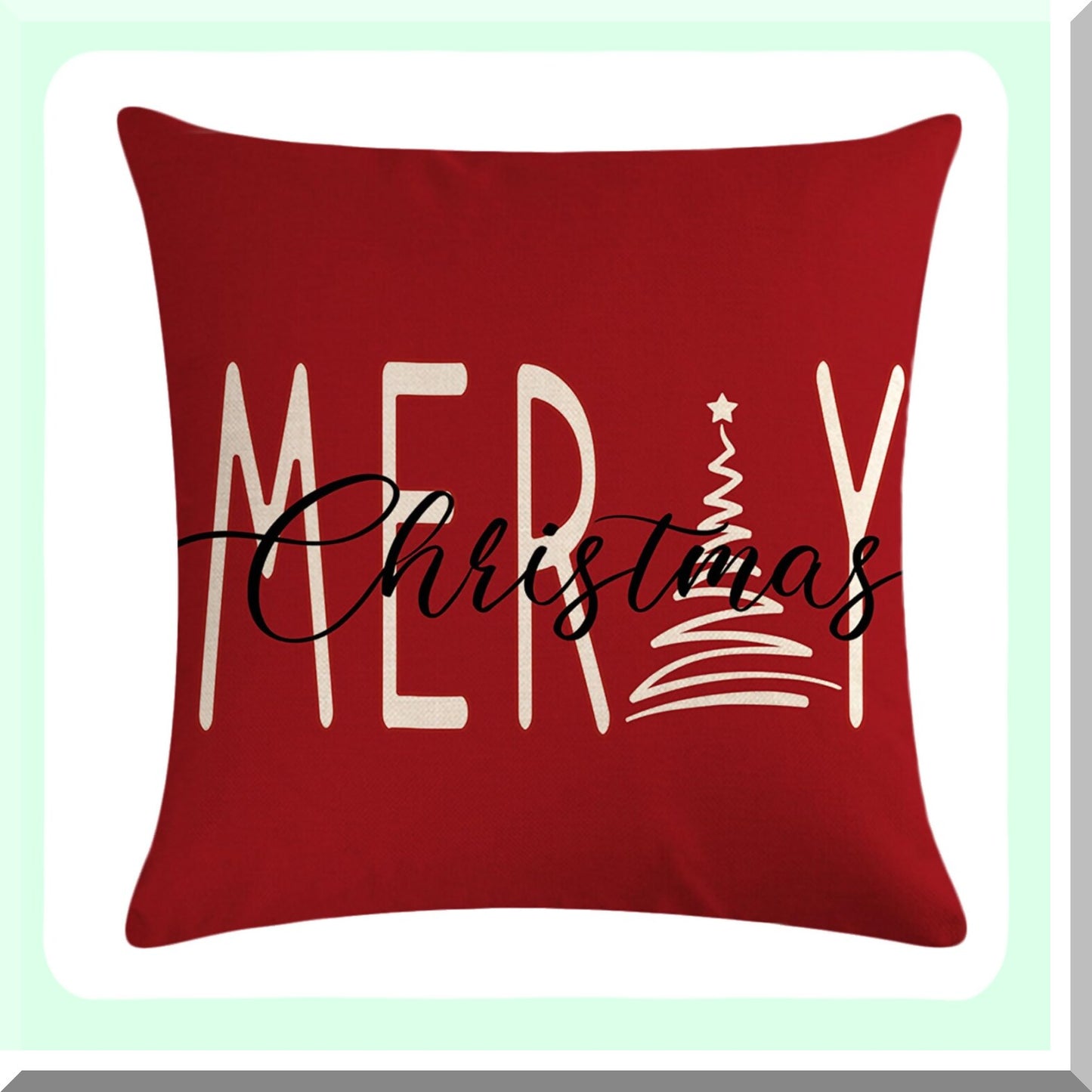 Winter Wonderland Holiday Pillow Covers - Set of 2 Festive Farmhouse Cushion Covers in Holly Jolly Red - Merry Christmas Decor for Sofa/Couch/Porch