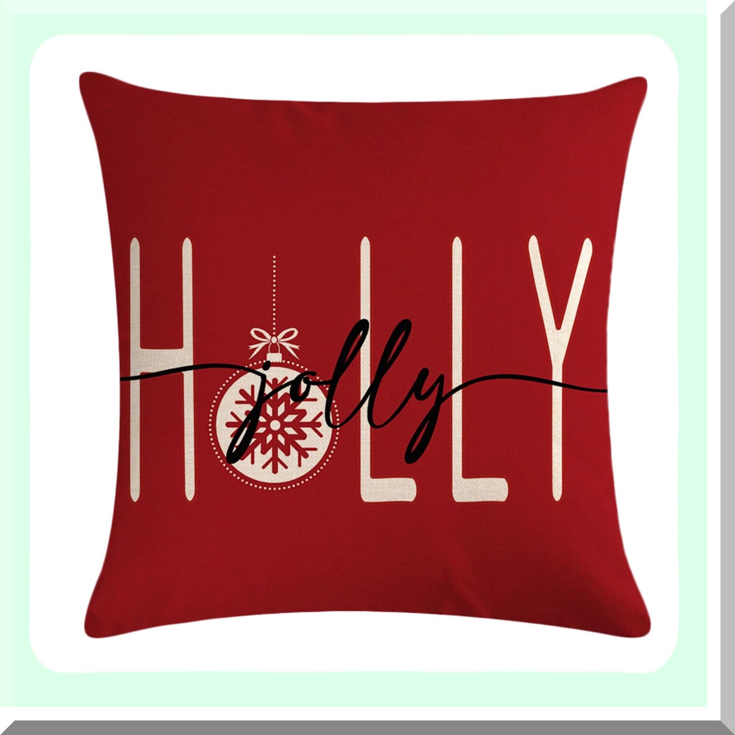 Winter Wonderland Holiday Pillow Covers - Set of 2 Festive Farmhouse Cushion Covers in Holly Jolly Red - Merry Christmas Decor for Sofa/Couch/Porch