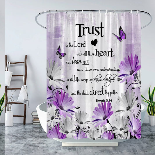 Inspirational Quote Shower Curtain with Hooks
