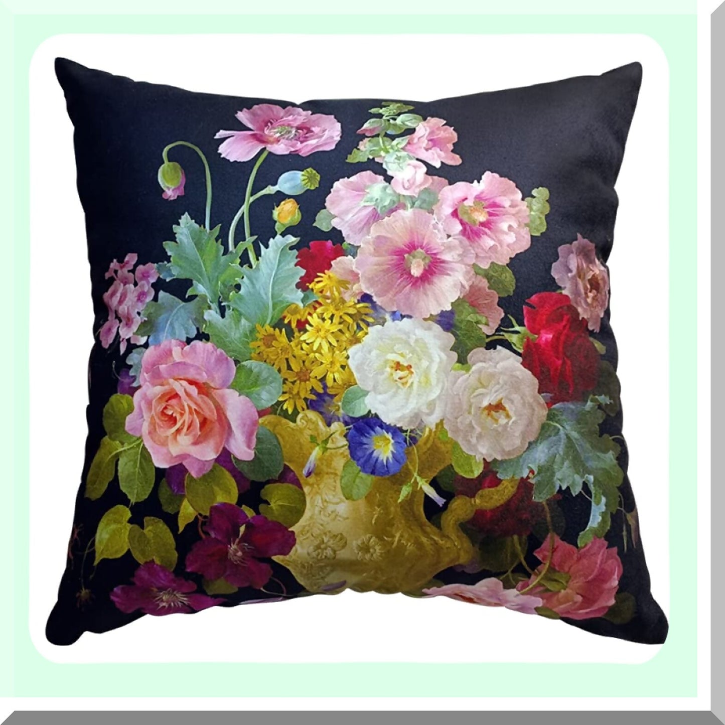 Luxury Bloom Velvet Pillowcase - Double Sided Floral Cushion Cover 16x16 - Elegant Decorative Flower Pillow Case - LC-786