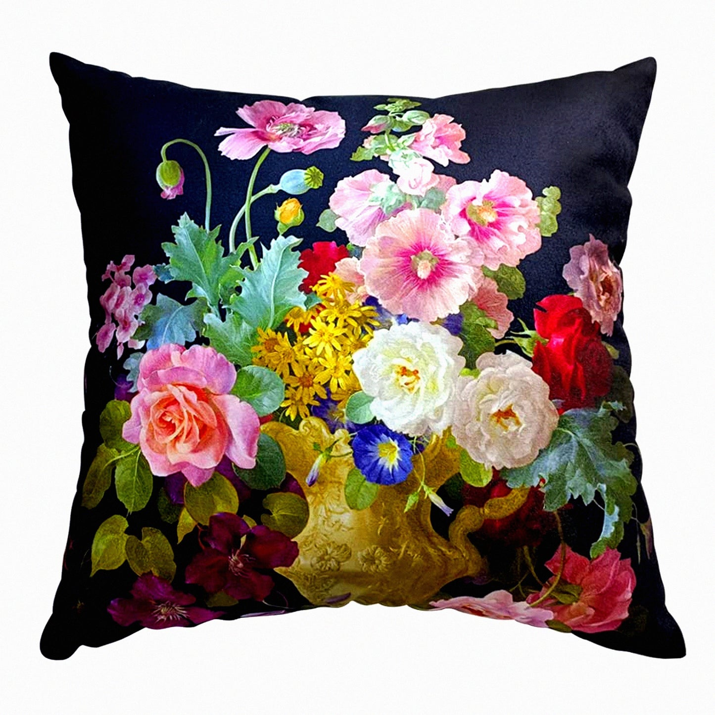 Luxury Bloom Velvet Pillowcase - Double Sided Floral Cushion Cover 16x16 - Elegant Decorative Flower Pillow Case - LC-786