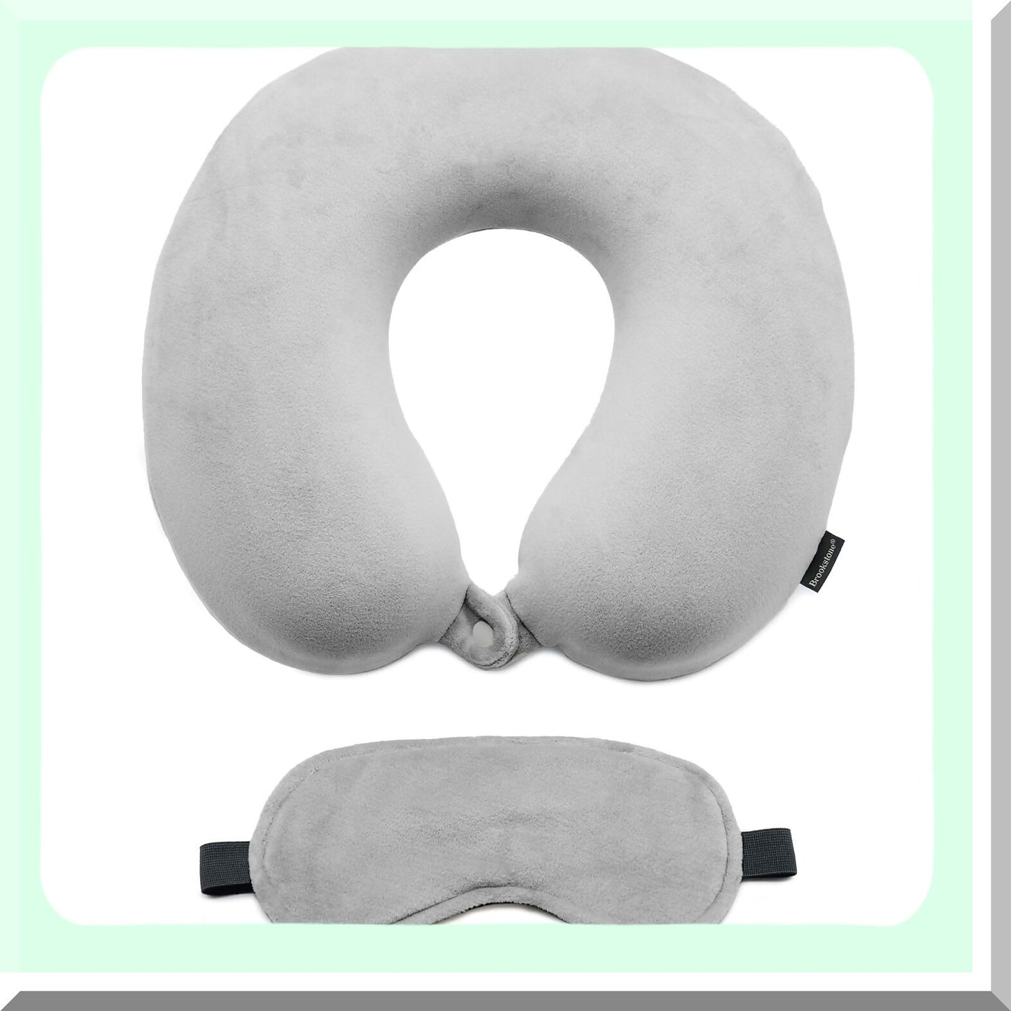 TravelEase Memory Foam Neck Pillow Set - High Density Memory Foam for Ultimate Comfort and Support During Vacations, Airplane, Train, Bus, and Car Travel - Grey Color