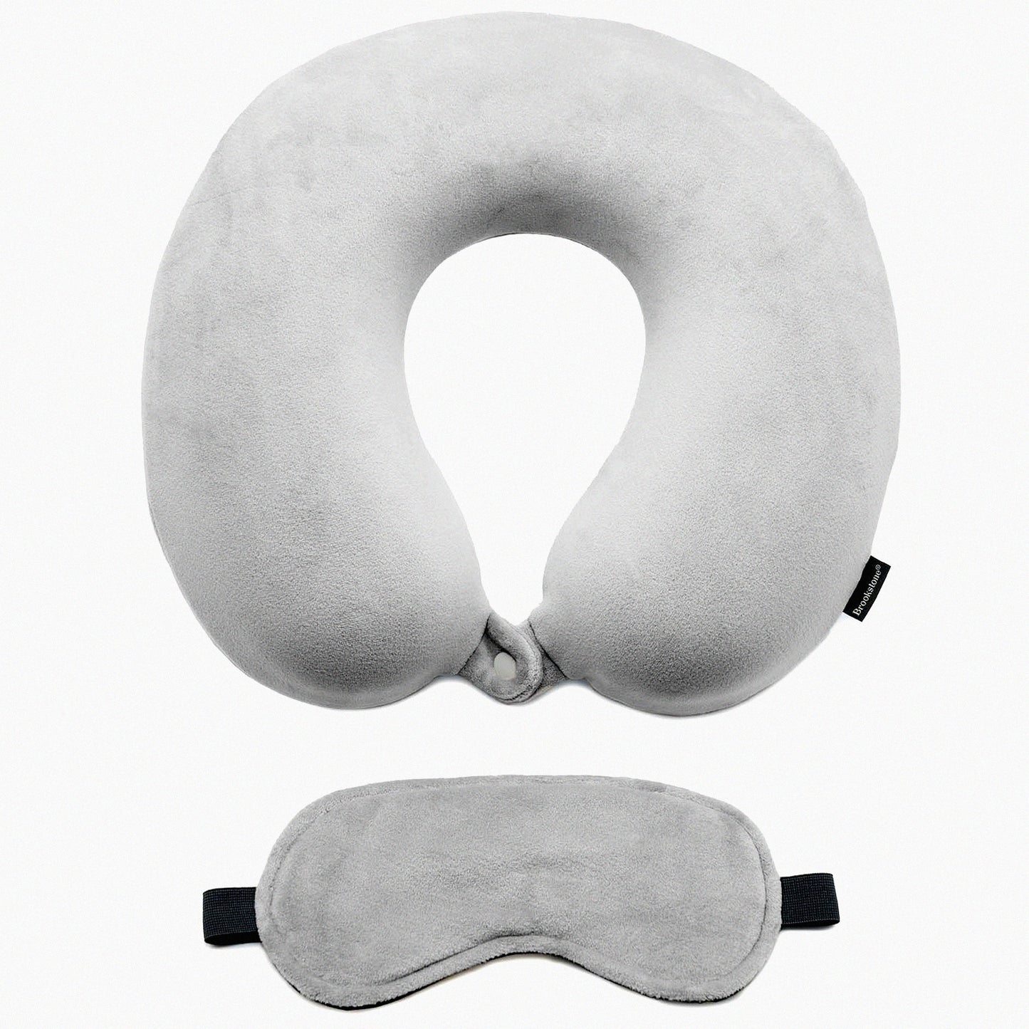 TravelEase Memory Foam Neck Pillow Set - High Density Memory Foam for Ultimate Comfort and Support During Vacations, Airplane, Train, Bus, and Car Travel - Grey Color