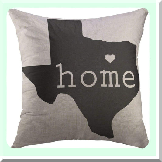 Texas Blue Map Decorative Pillow Cover - Couch Sofa Home Decor Case 18x18 Inch