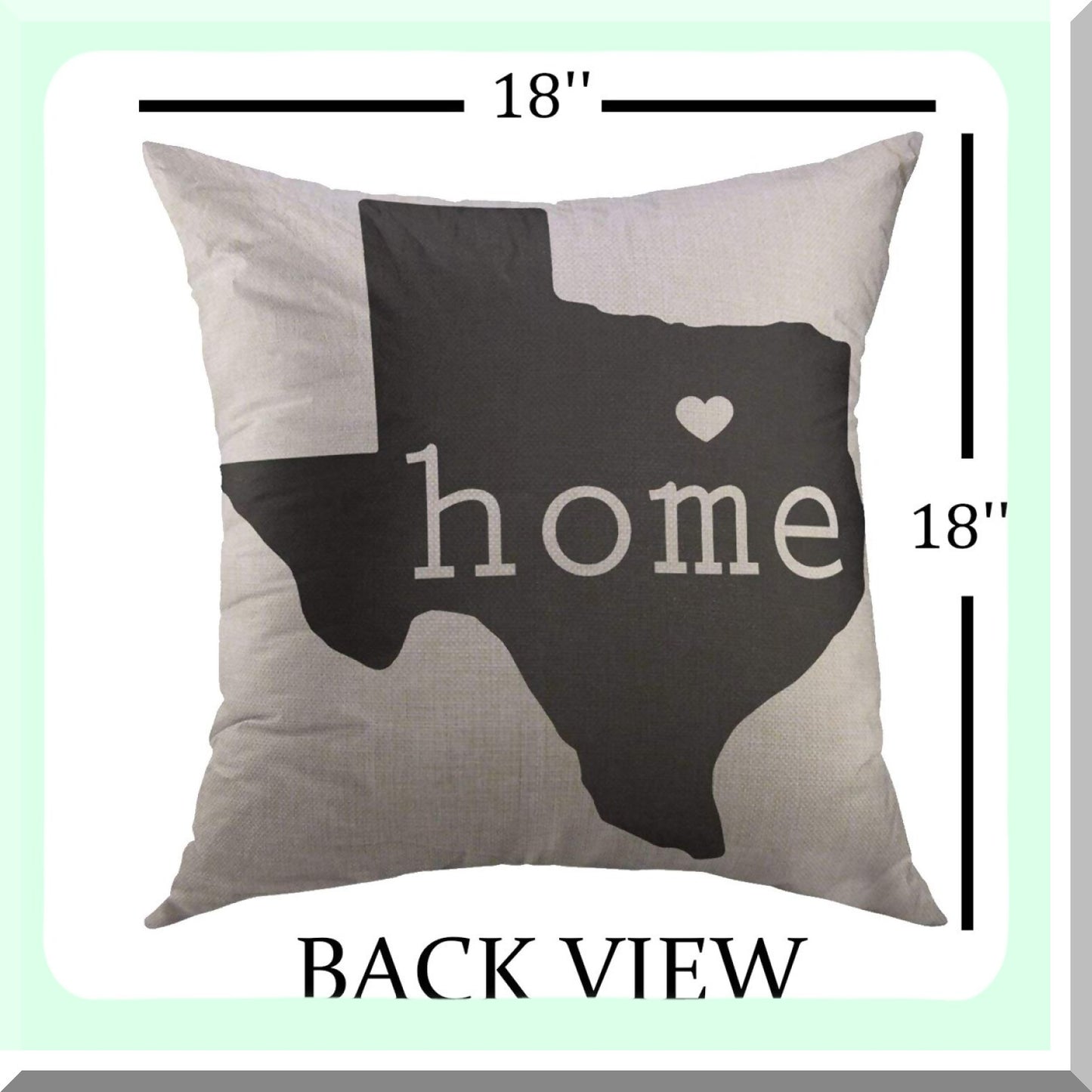 Texas Blue Map Decorative Pillow Cover - Couch Sofa Home Decor Case 18x18 Inch