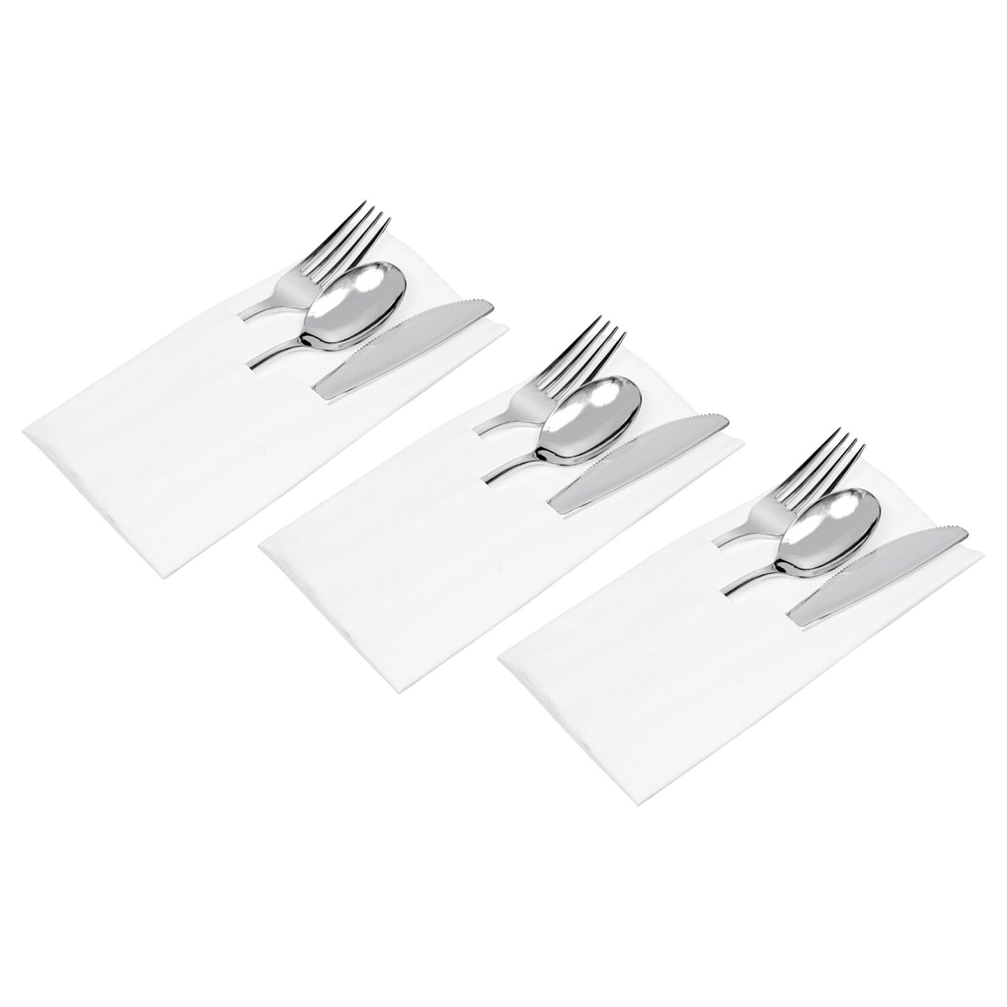 Silver Plastic Flatware and Napkin Sets, 4-ct. Packs (Pack of 24)