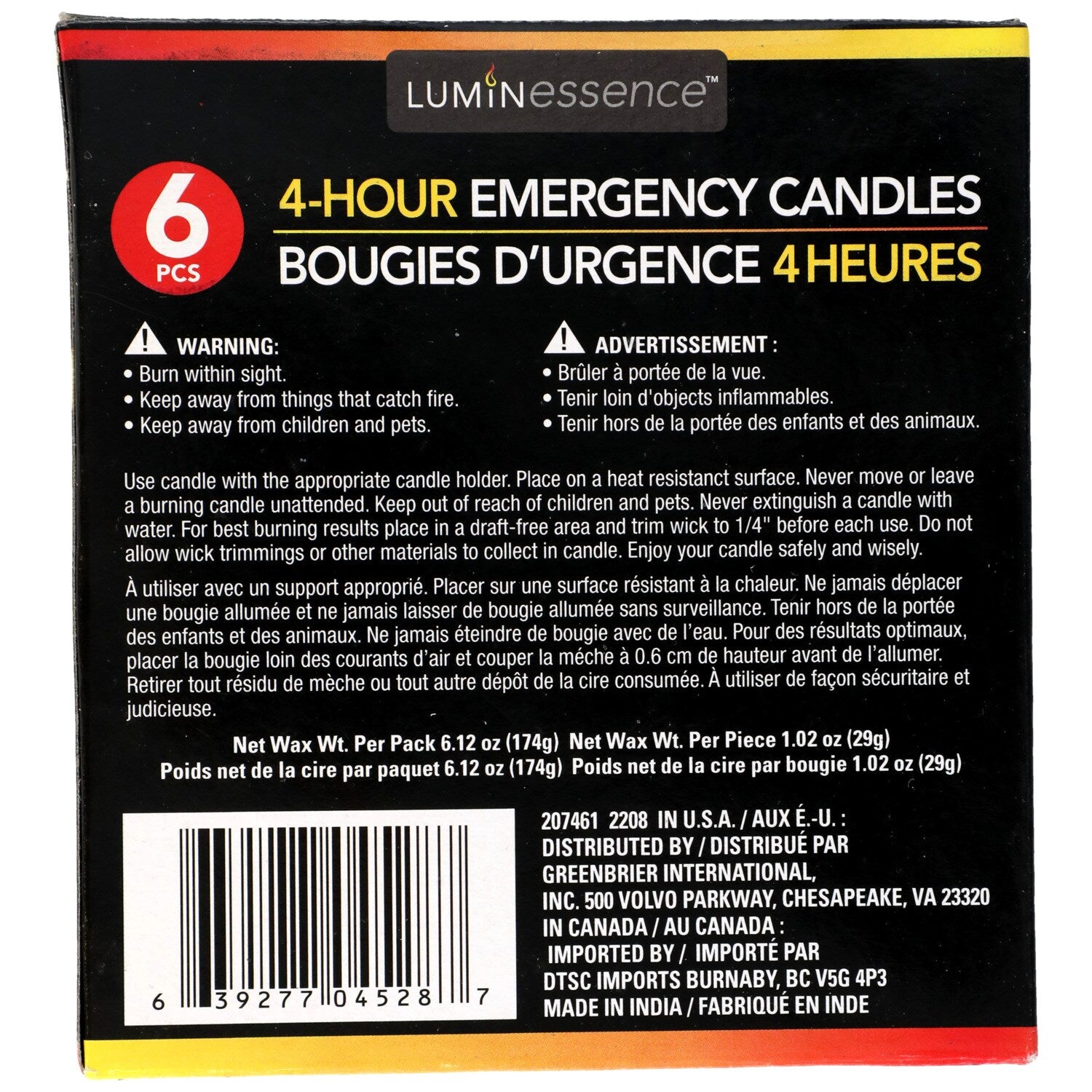 Luminessence Unscented White Emergency Candles, 6-ct. Packs (Pack of 4)